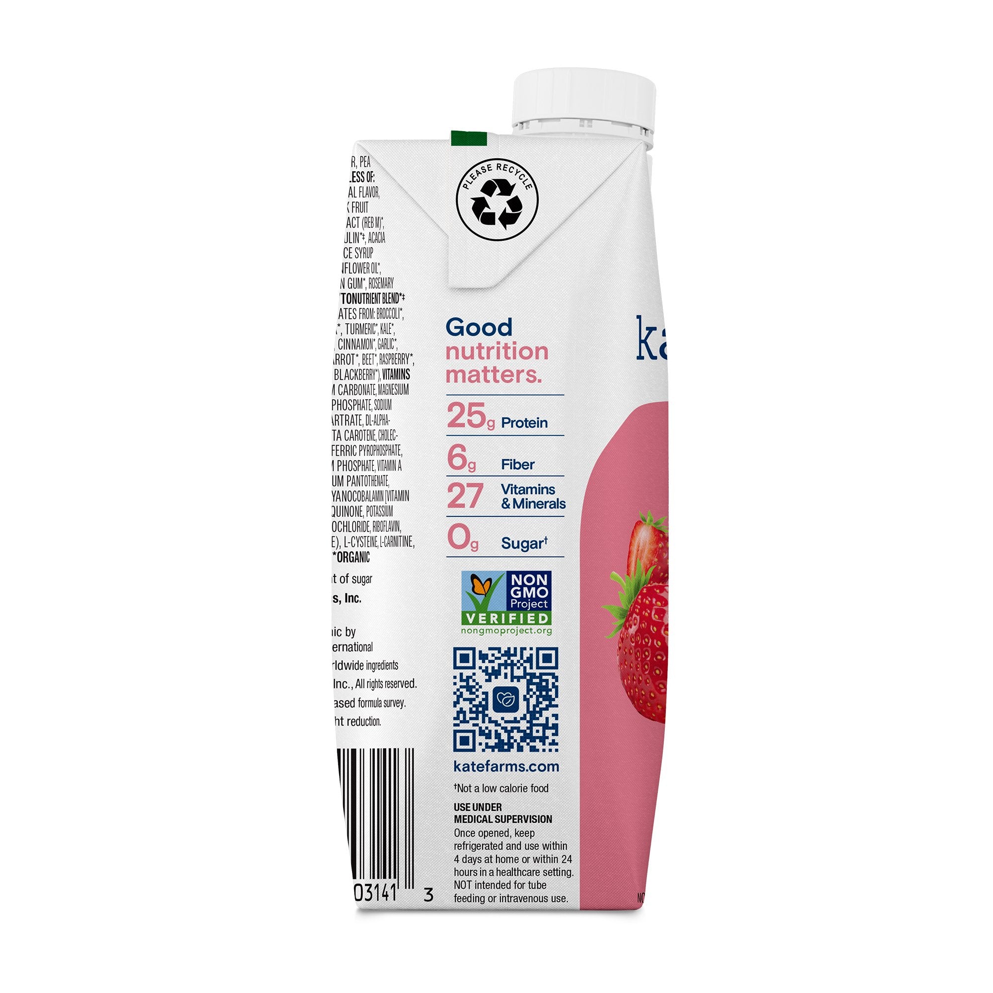 Oral Supplement Kate Farms High Protein Strawberry Flavor Liquid 11 oz. Carton - image 4