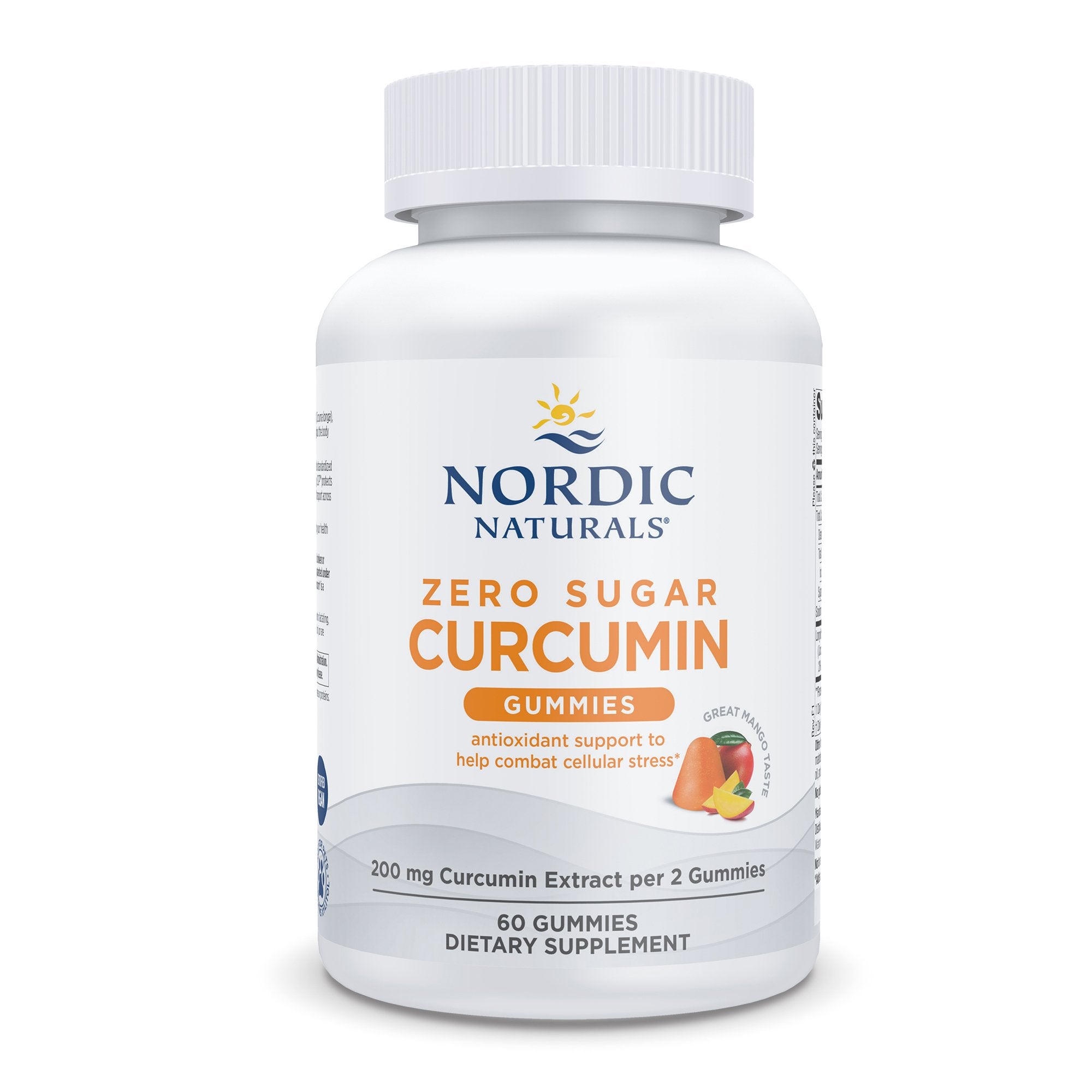 Dietary Supplement Nordic Naturals® Zero Sugar Curcumin Curcumin 200 mg Strength Gummy 60 per Bottle Mango Flavor