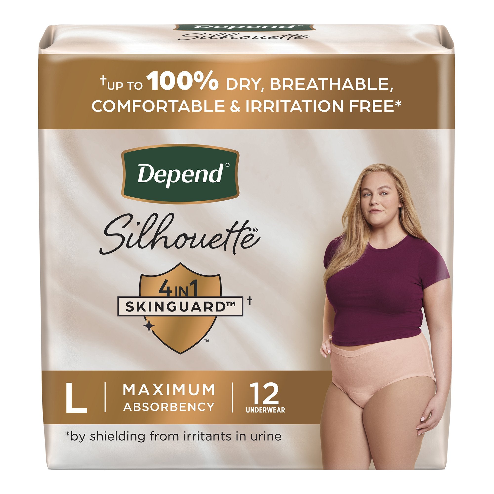 Absorbent Underwear Depend® Silhouette® Waistband Style Adult Large Female Disposable Heavy Absorbency