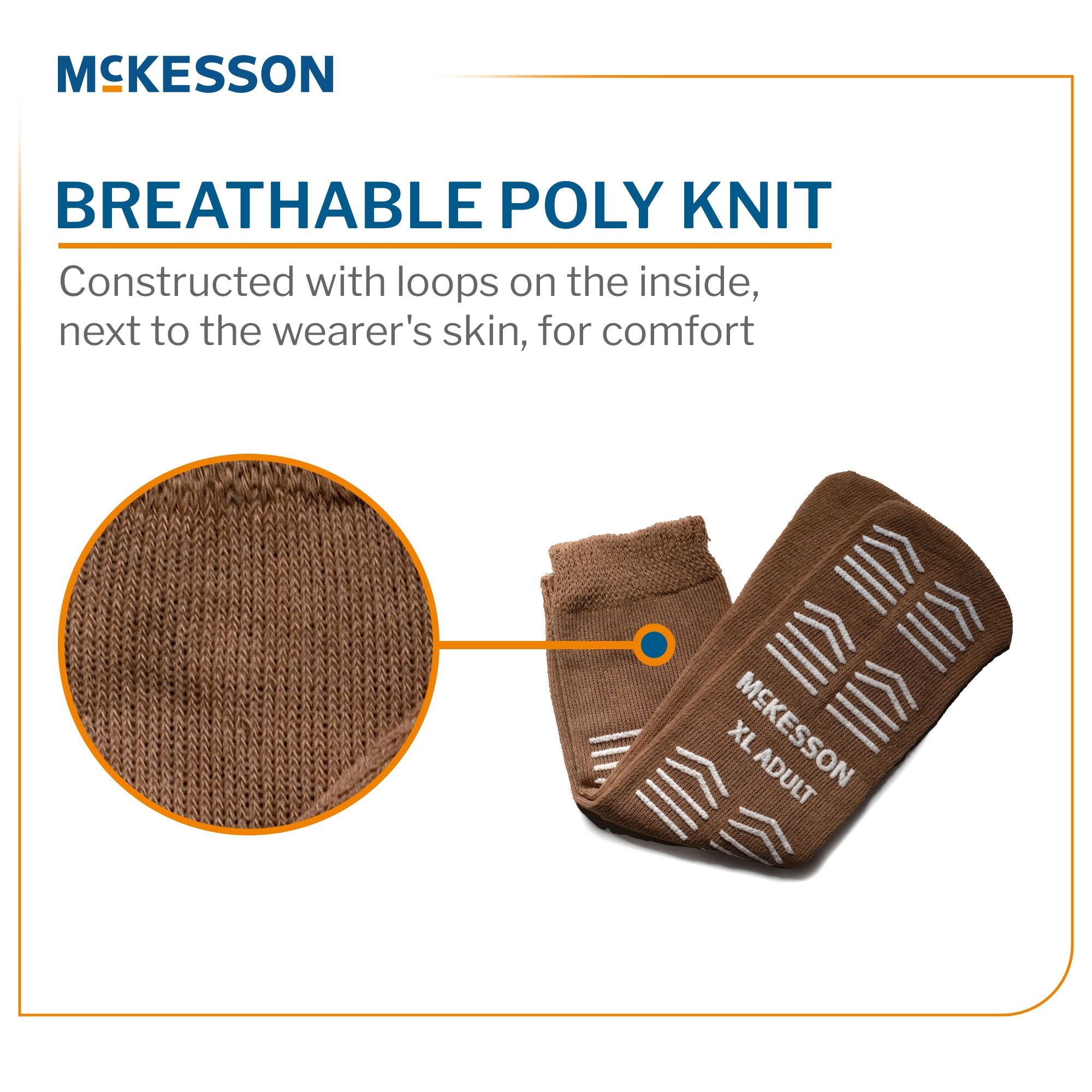Slipper Socks McKesson Unisex Adult X-Large Single Tread Single Patient Use Tan - image 2