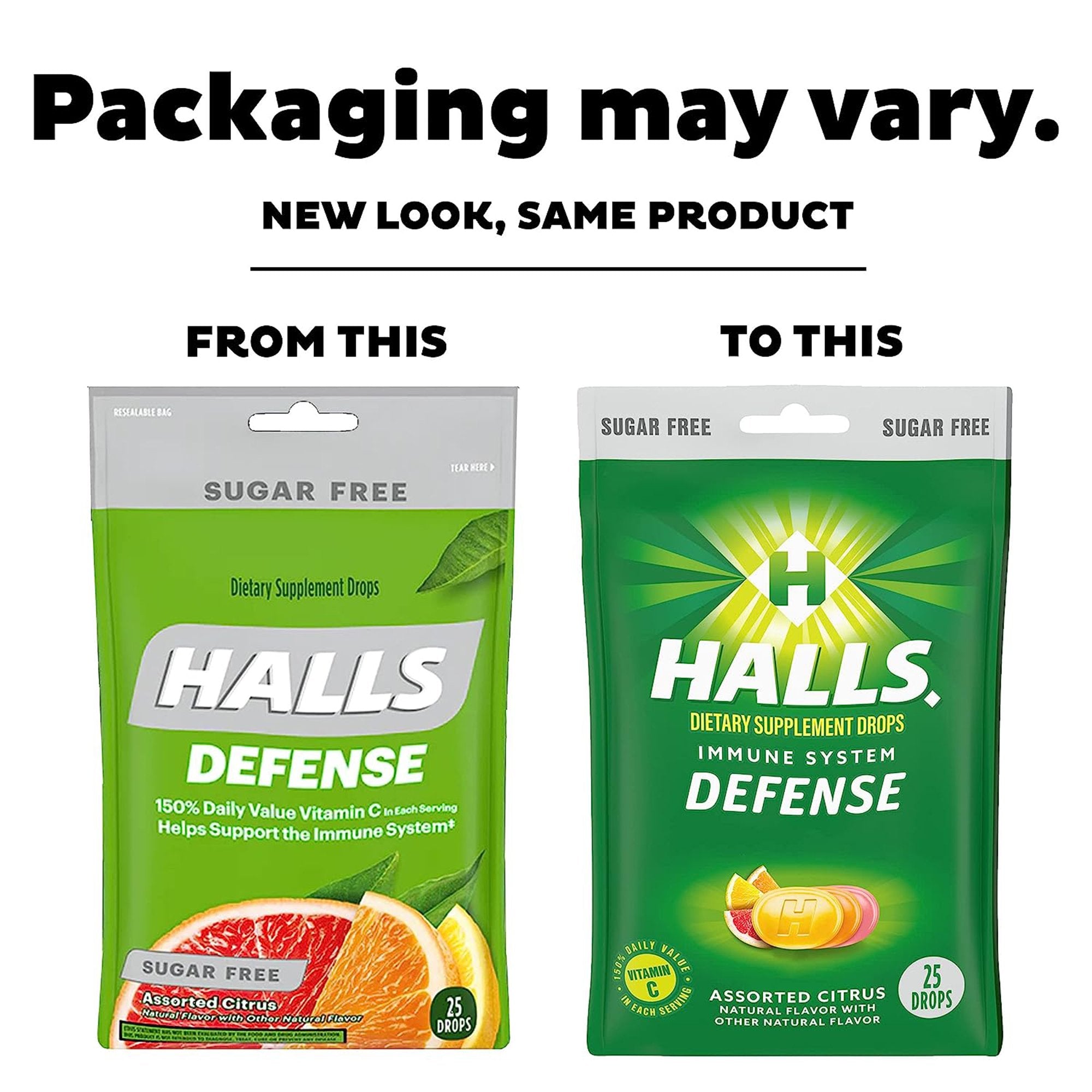 Vitamin C Supplement Halls® Defense Lozenge 25 per Bag Citrus Flavor - image 2