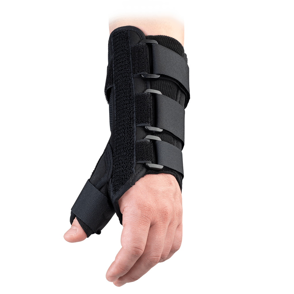 Breg Férula de muñeca clásica con espiga de pulgar Aluminio / Espuma / Nylon / Poliéster Mano derecha Negra Mediana - Una unidad