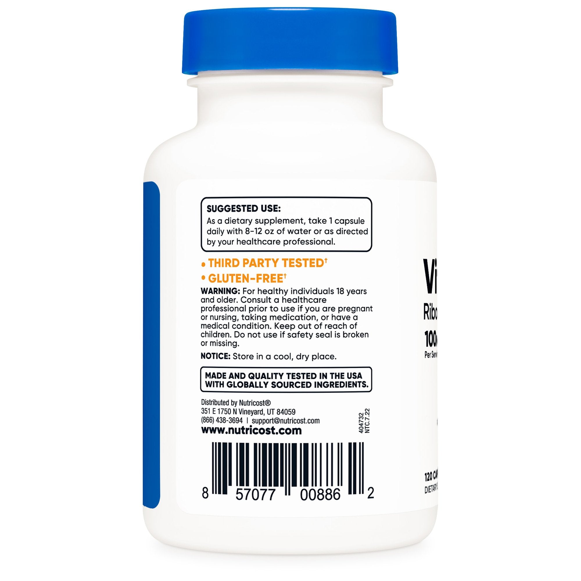Dietary Supplement nutricost® Vitamin B2 Riboflavin Vitamin B2 100 mg Strength Capsule 120 Per Bottle - image 2
