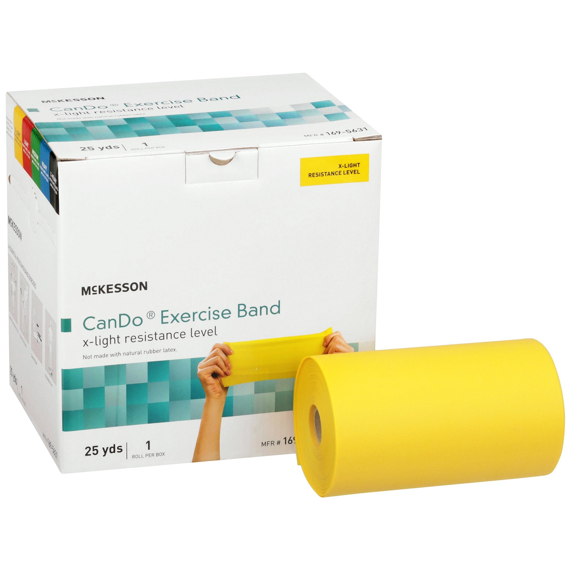 McKesson Exercise Resistance Band, Yellow, 5" x 25 Yard, Extra-Light Resistance