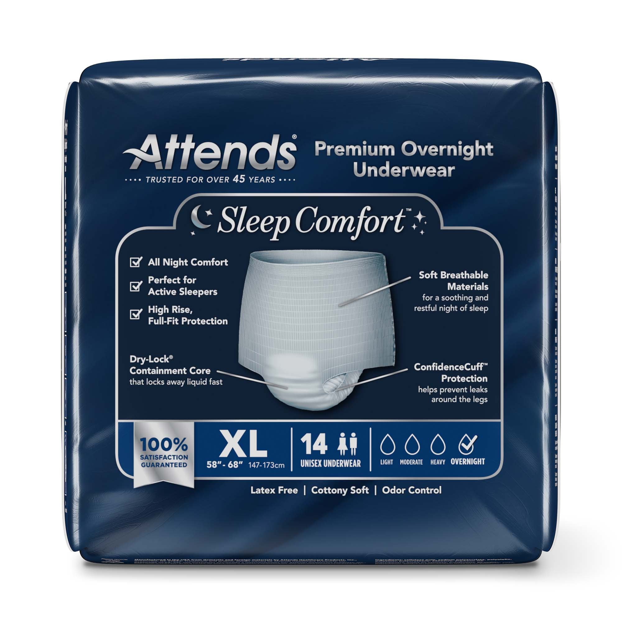 Absorbent Underwear Attends Sleep Comfort Premium Overnight Pull On with Tear Away Seams Adult X-Large Unisex Disposable Heavy Absorbency - image 4