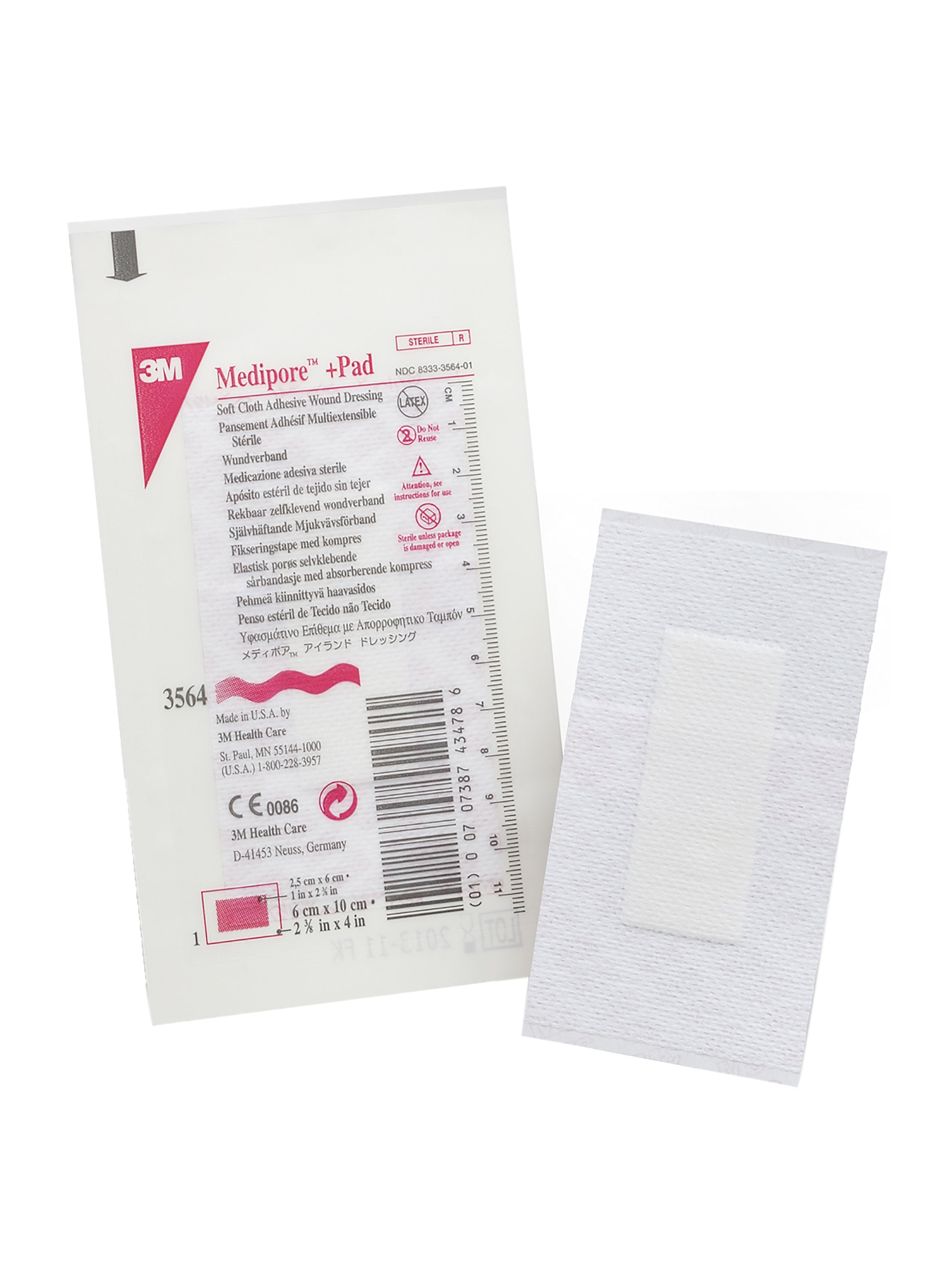3M™ Medipore +Pad Soft Cloth Dressings, 2-3/8 x 4 Inch, White (50 Units)