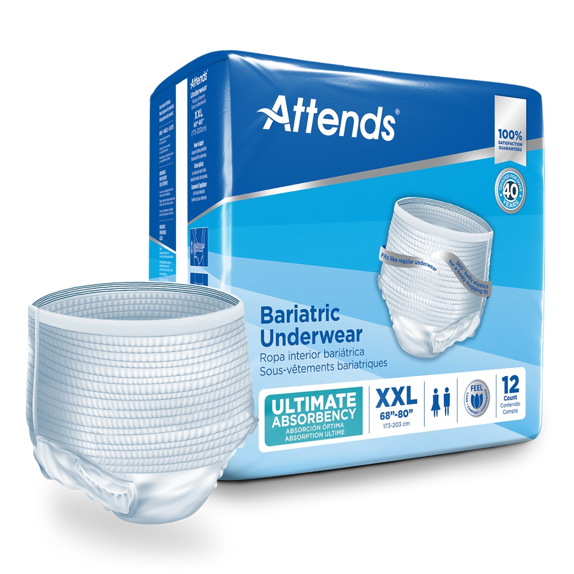 Attends Bariatric 2XL Protective Underwear - 12 Pack Leak Protection