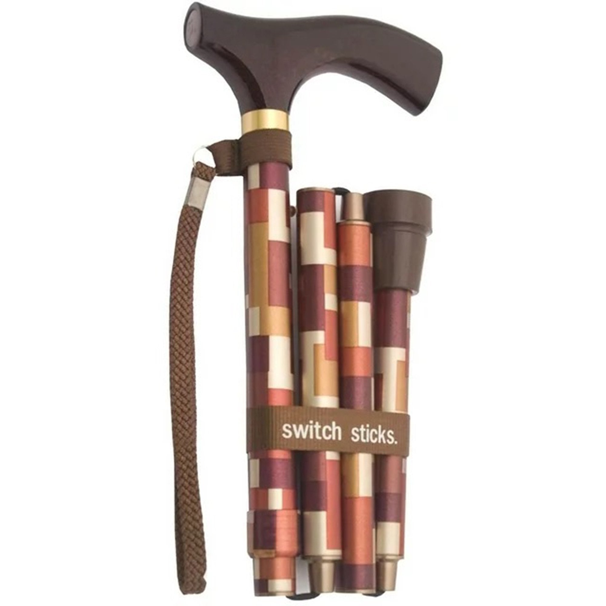 Folding Cane Switch Sticks® Aluminum 32 to 37 Inch Height Maple - image 2