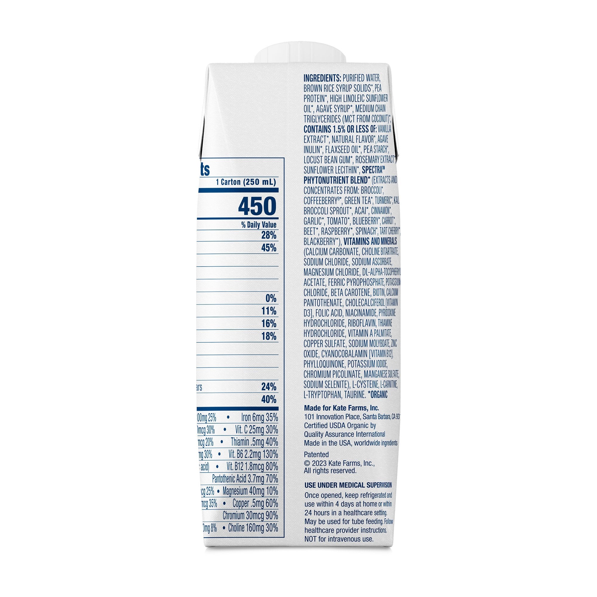 Oral Supplement Kate Farms Renal Support 1.8 Vanilla Flavor Liquid 8.45 oz. Carton - image 2