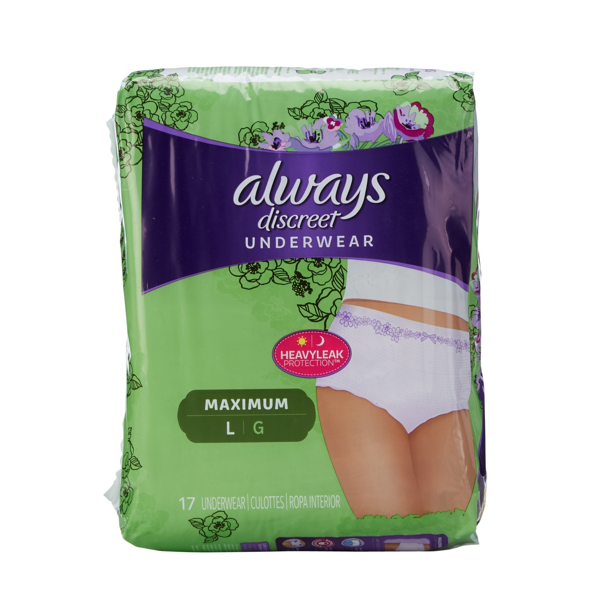 Always® Discreet Maximum Absorbent Underwear, Large (17 Units)