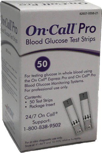Blood Glucose Test Strips On Call® Pro 50 Strips per Pack For On Call® Pro Blood Glucose Monitoring System