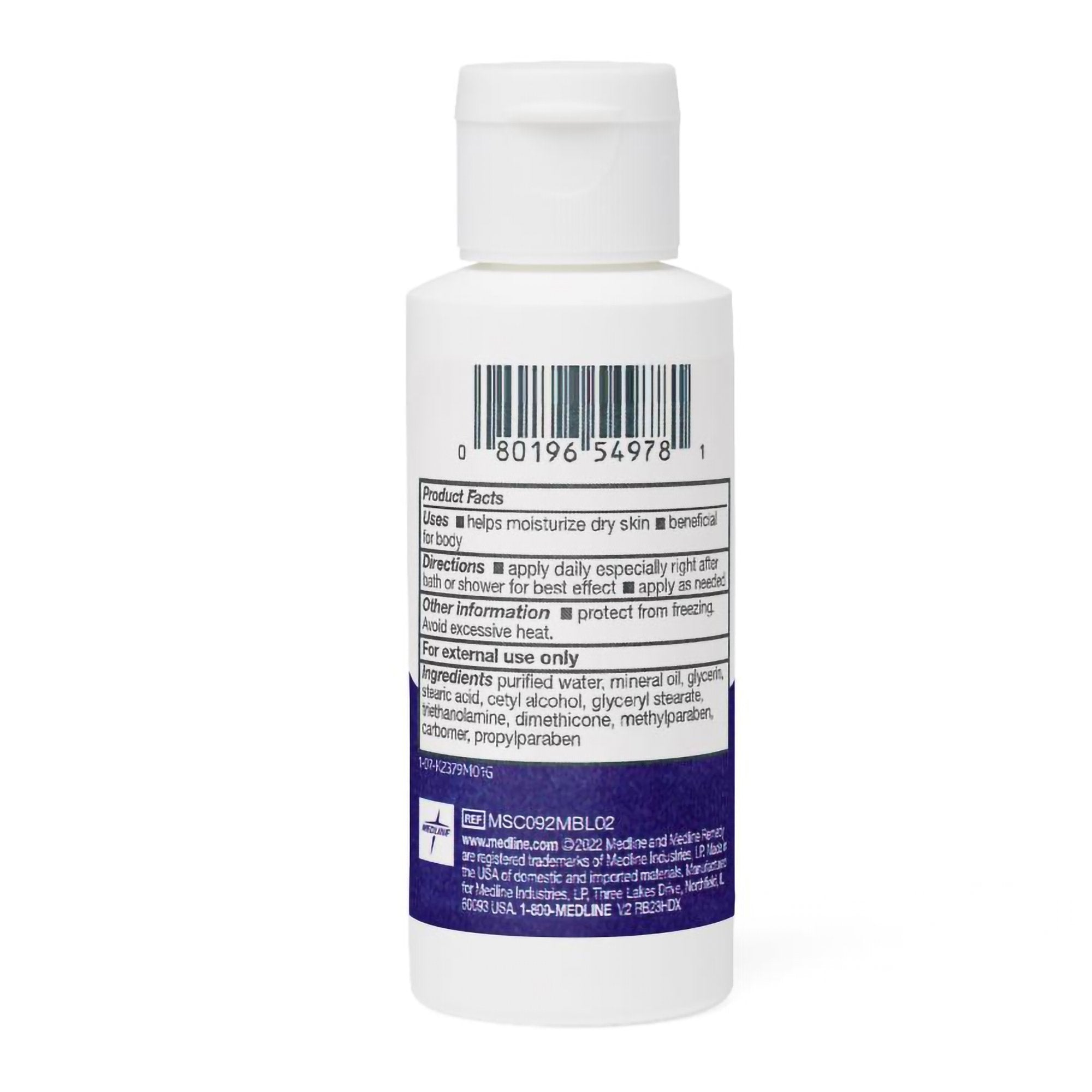 Hand and Body Moisturizer Medline Remedy® Essentials Moisturize 2 oz. Bottle Unscented Lotion CHG Compatible - image 2