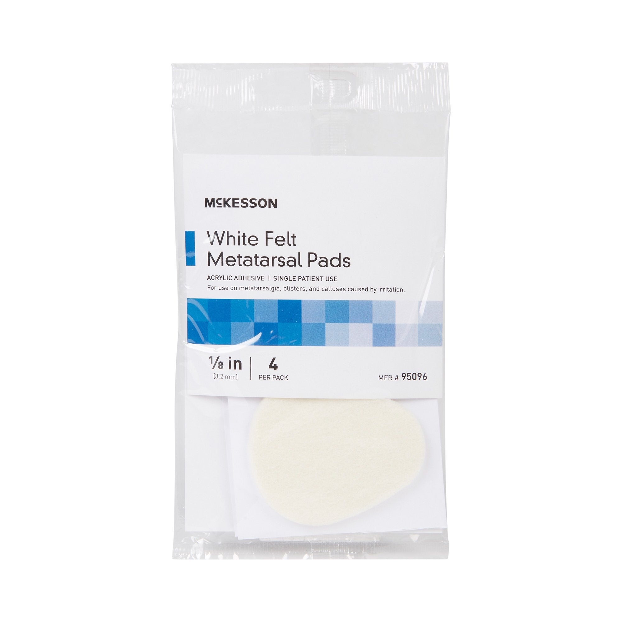 Metatarsal Cushion McKesson Pedi-Pad Size 106-L Adhesive Backing Foot