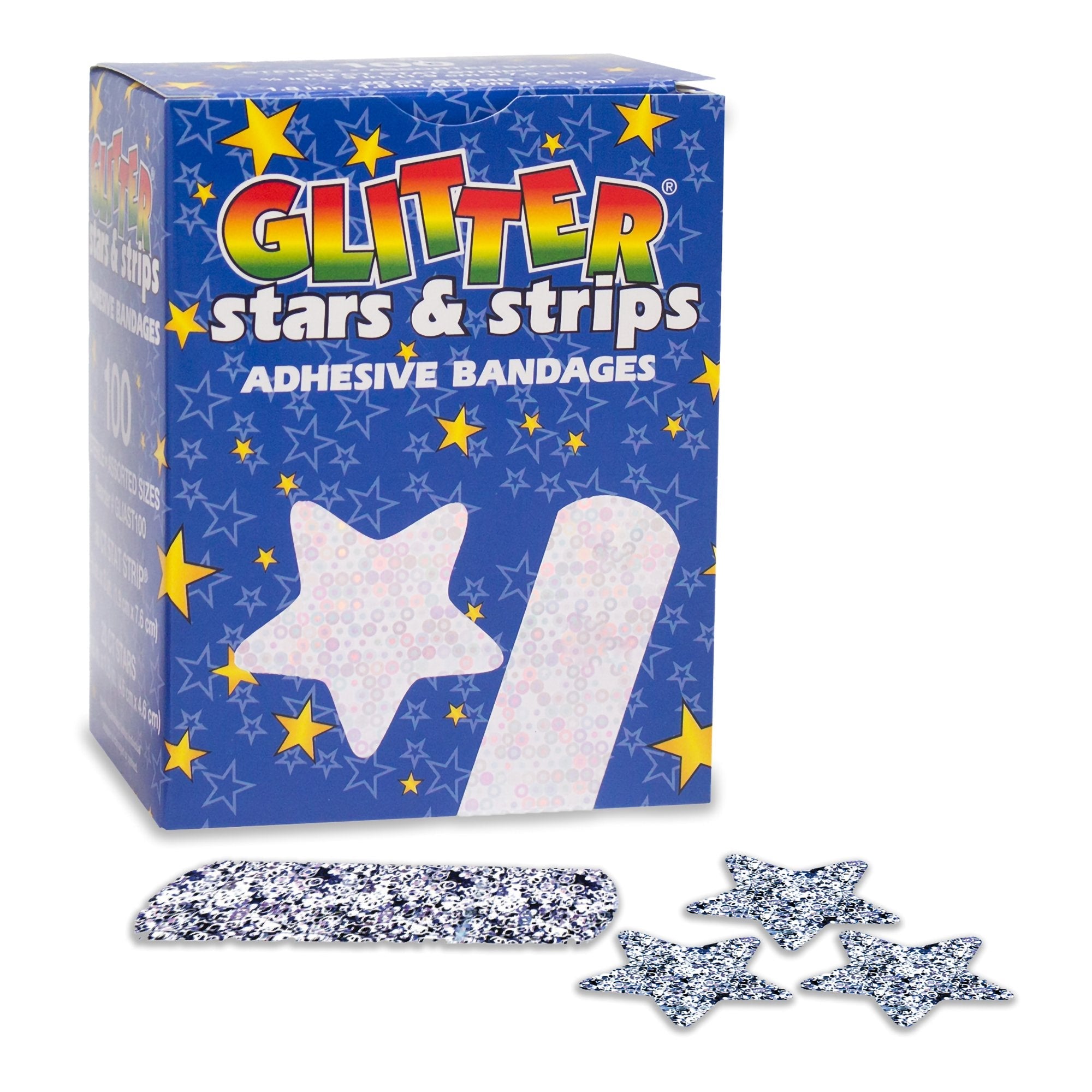 Glitter™ Stat Strip® Kid Design (Glitter Stars and Stripes) Adhesive Strip, 3/4 x 3 Inch (100 Units)
