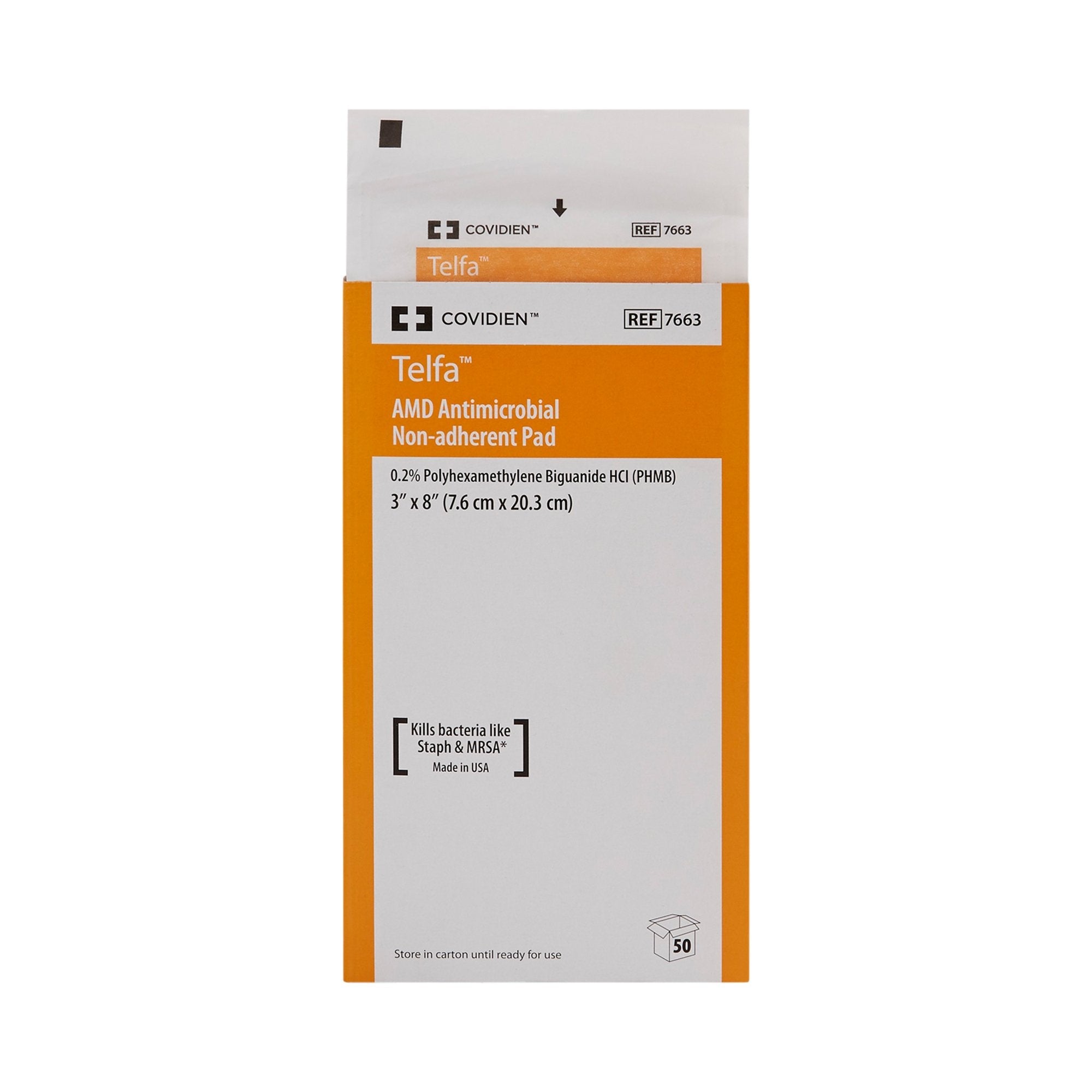 Telfa™ Impregnated Antimicrobial Dressing, 3 x 8 Inch (50 Units)