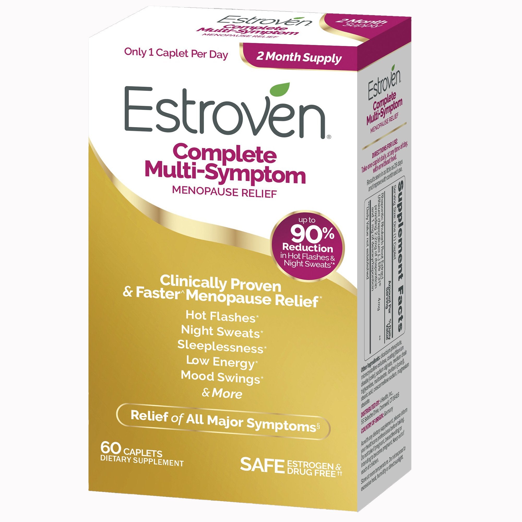 Dietary Supplement Estroven® Complete Care Rhaponic Rhubarb Root Extract 4 mg Strength Caplet 60 per Box