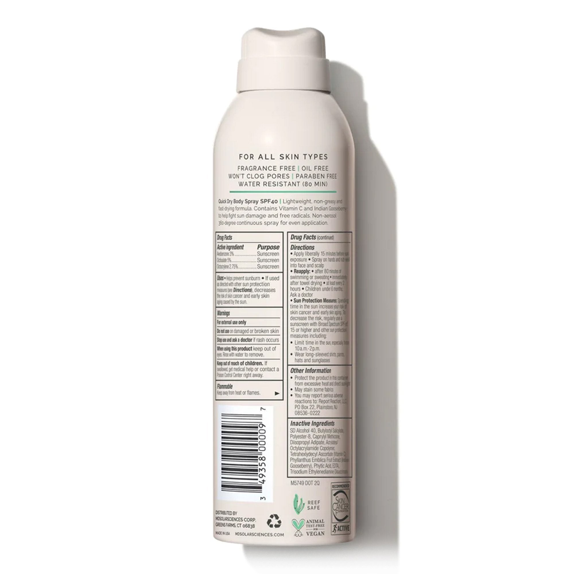 Sunscreen MDSolarSciences® Quick Dry Body Spray SPF 40 Liquid 6 oz. Pump Bottle - image 2