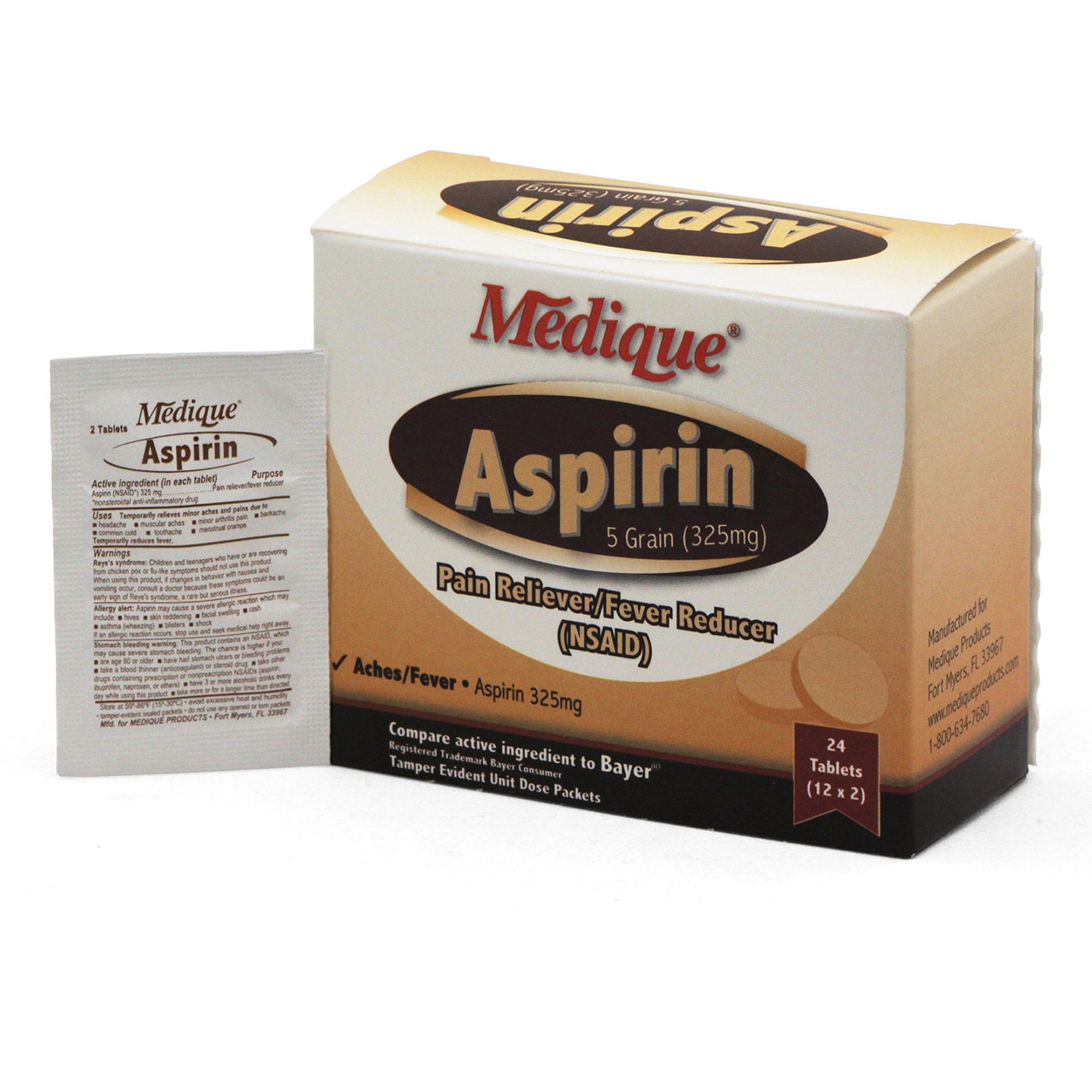 Pain Relief 325 mg Strength Aspirin Tablet 24 per Box