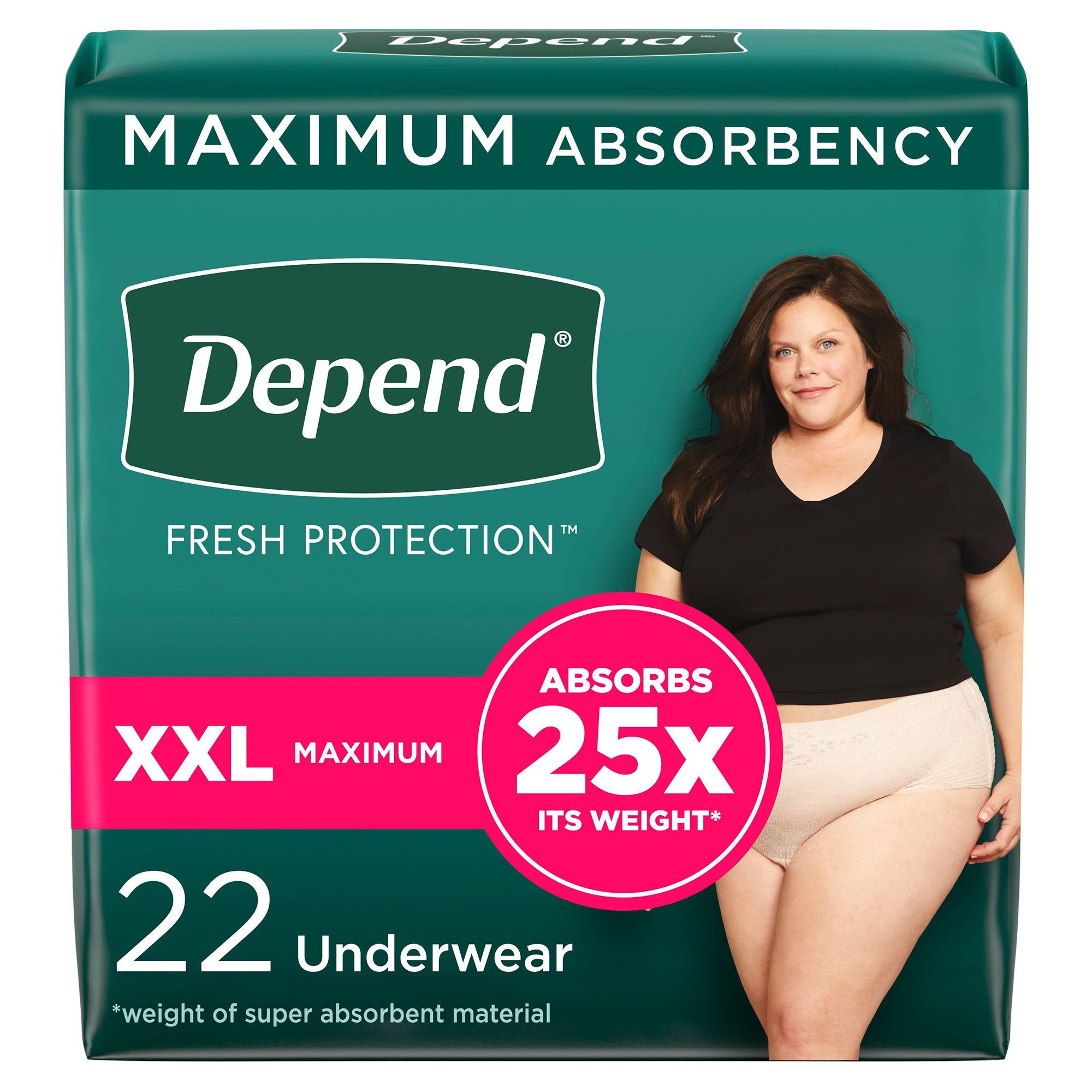 Absorbent Underwear Depend® Fresh Protection Waistband Style Adult 2X-Large Female Disposable Heavy Absorbency
