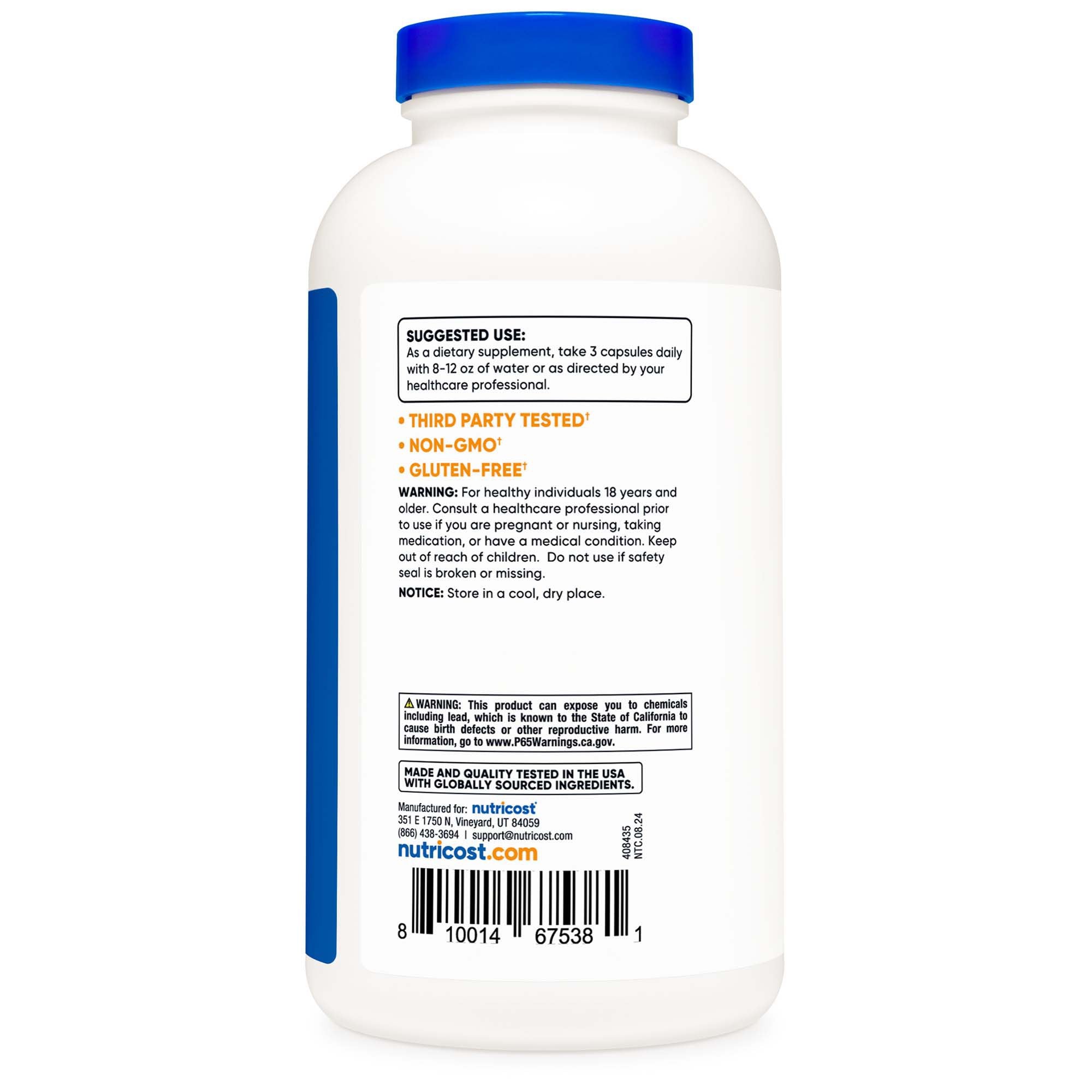 Dietary Supplement nutricost® Psyllium Husk 500 mg Strength Capsule 500 Per Bottle - image 2