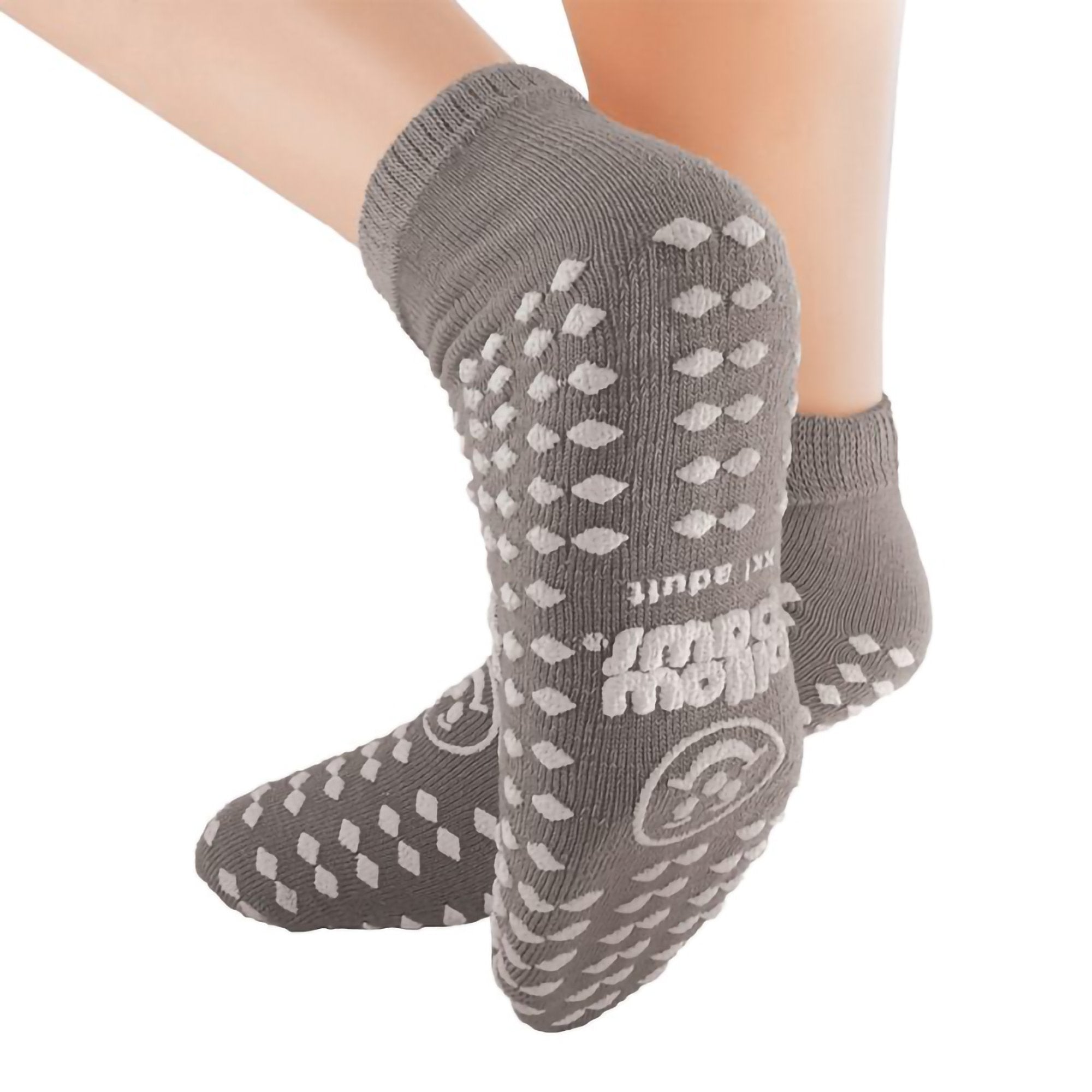 Slipper Socks Pillow Paws® 360° Imprint Unisex Adult 2X-Large All Around Tread Single Patient Use Gray