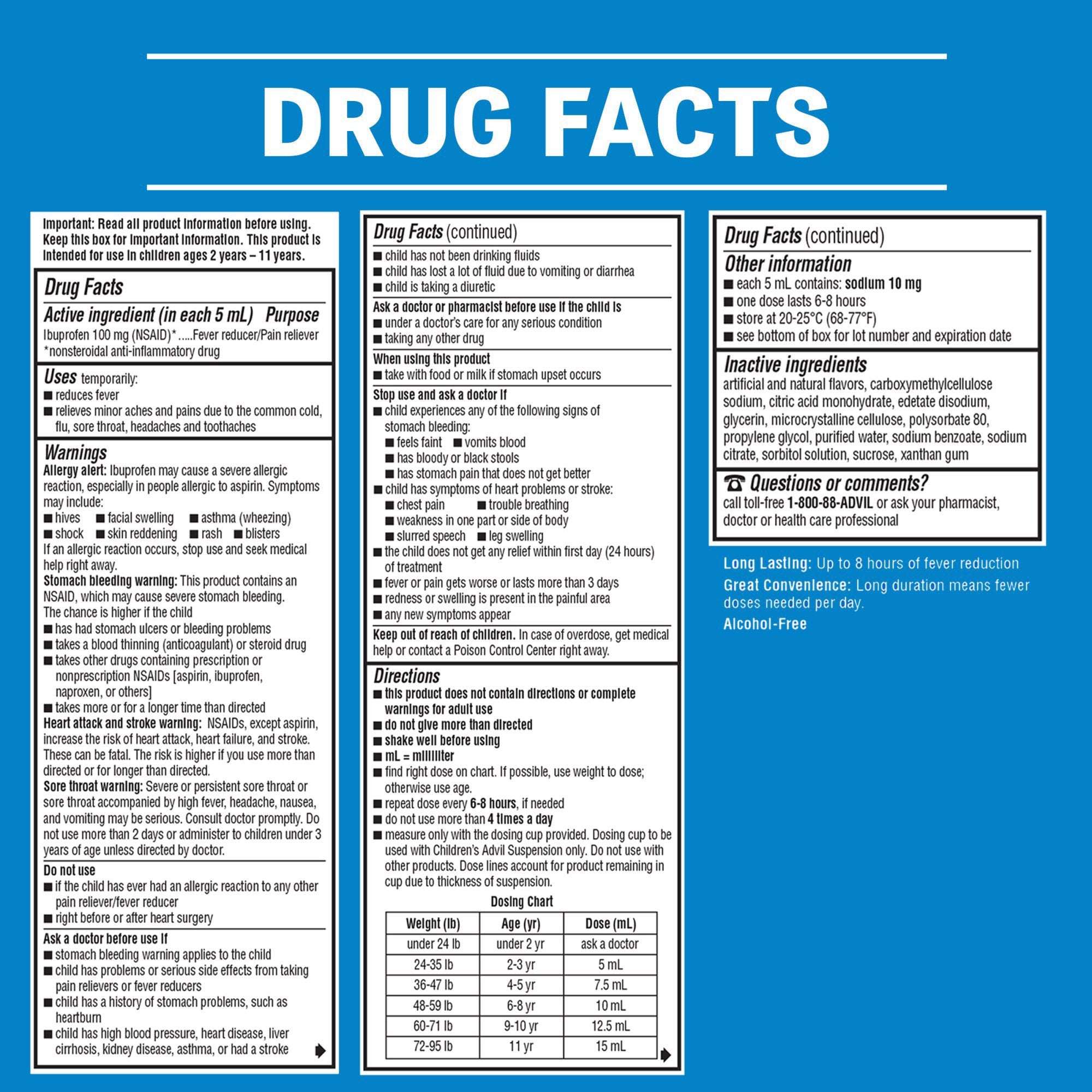 Children's Pain Relief Advil® 100 mg / 5 mL Strength Ibuprofen Oral Suspension 4 oz. - image 2