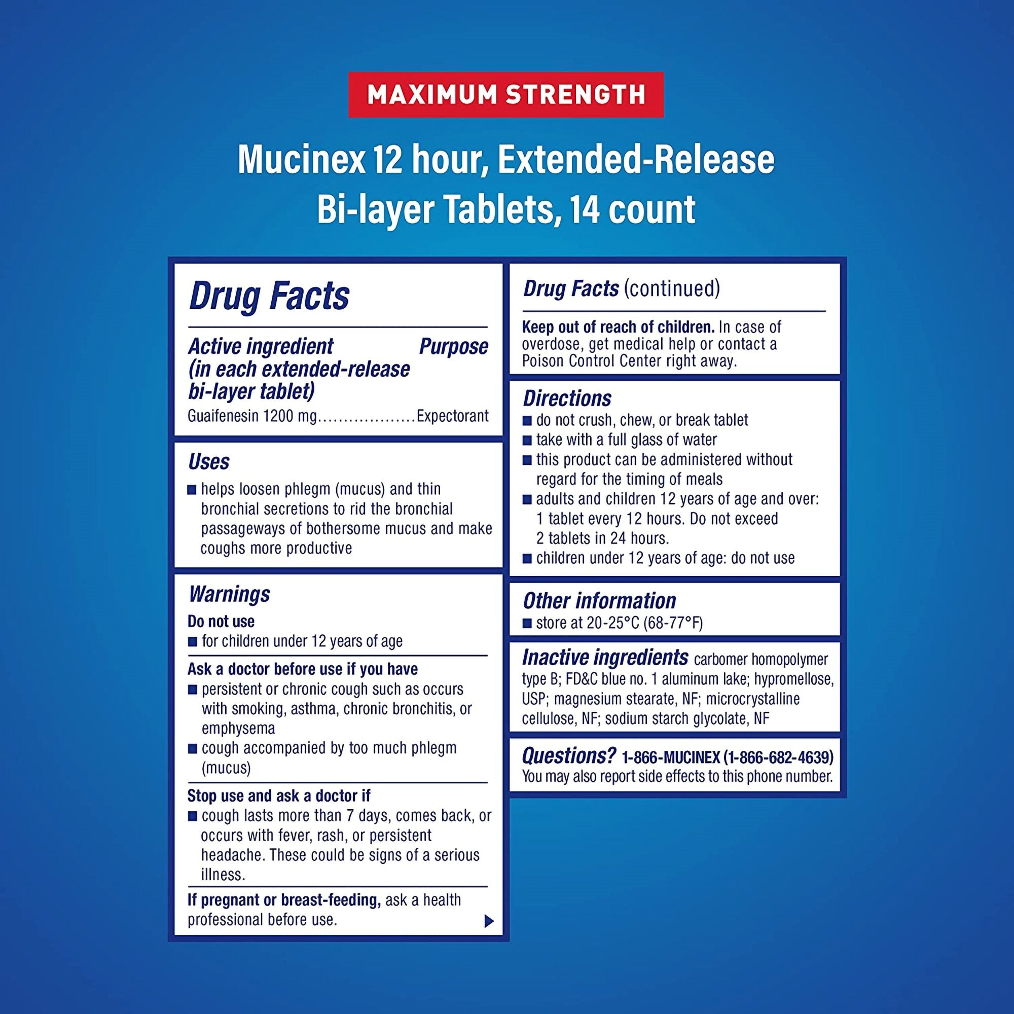 Cold and Cough Relief Mucinex® ER 1200 mg Strength Tablet 14 per Box - image 2