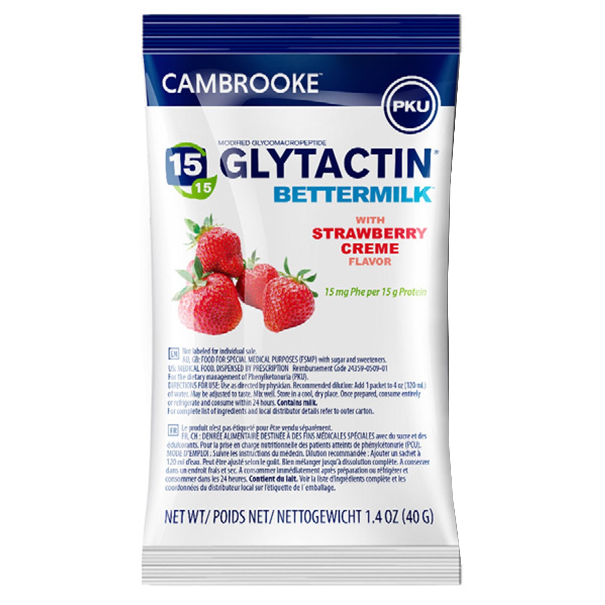 Oral Supplement Glytactin® BetterMilk Strawberry Crème Flavor Powder 1.4 oz. Individual Packet