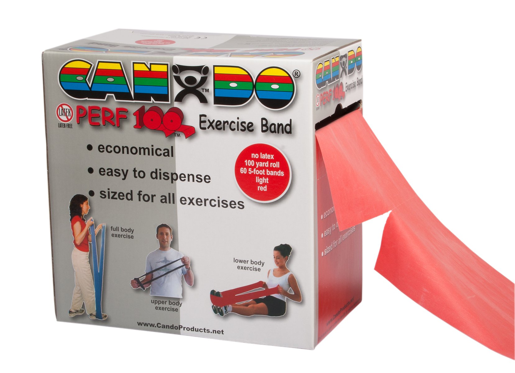 Exercise Resistance Band CanDo® Perf 100™ Red 5 Inch X 100 Yard Light Resistance