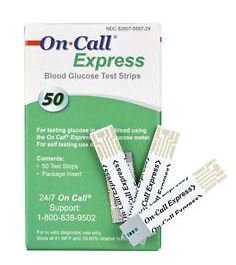 Blood Glucose Test Strips On Call® 50 Strips per Pack For On Call Glucose Meters