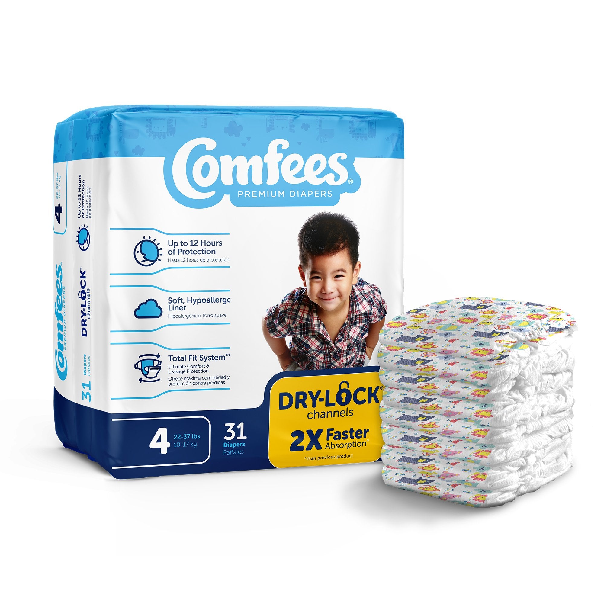 Unisex Baby Diaper Comfees® Size 4 Disposable Moderate Absorbency