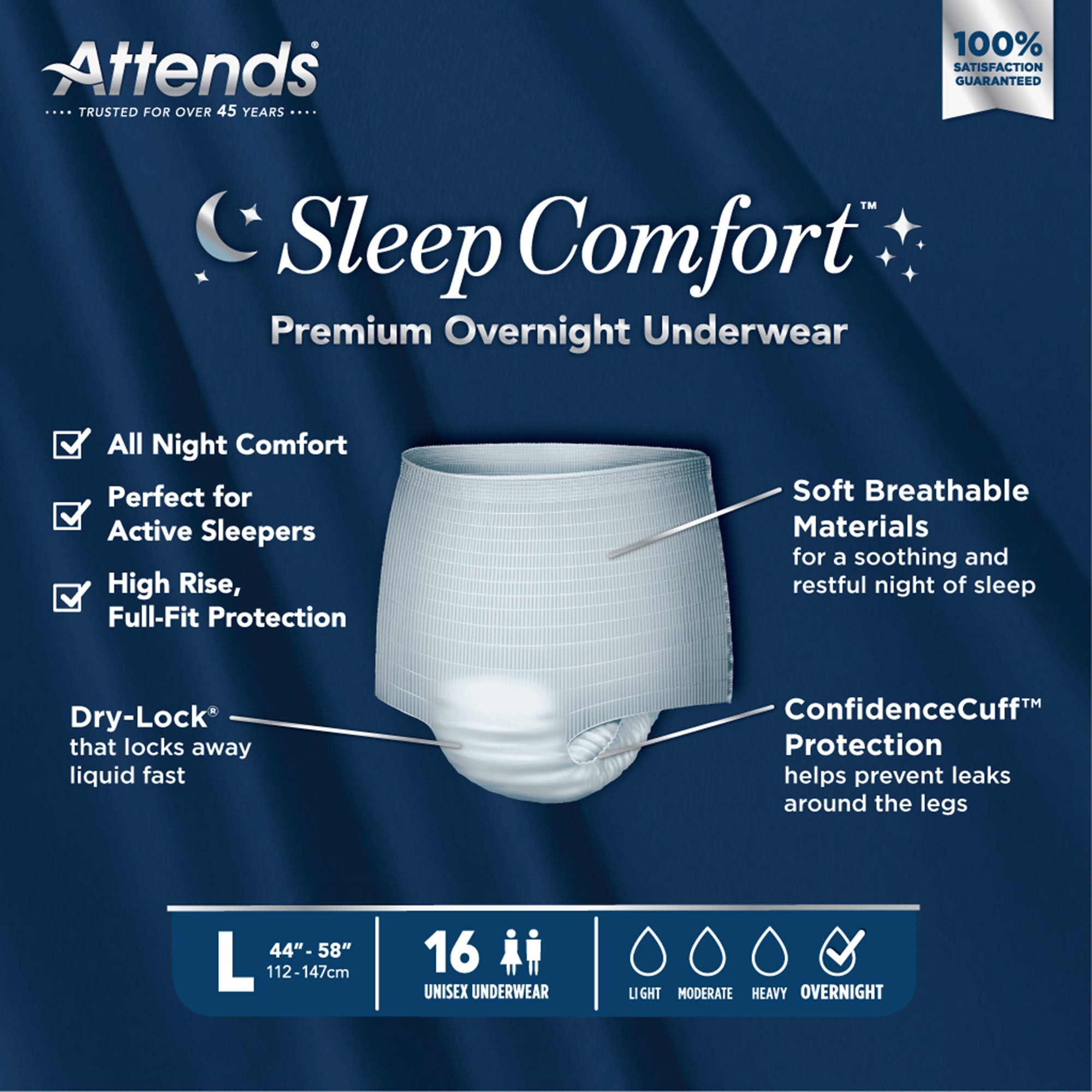 Absorbent Underwear Attends Sleep Comfort Premium Overnight Pull On with Tear Away Seams Adult Large Unisex Disposable Heavy Absorbency - image 7
