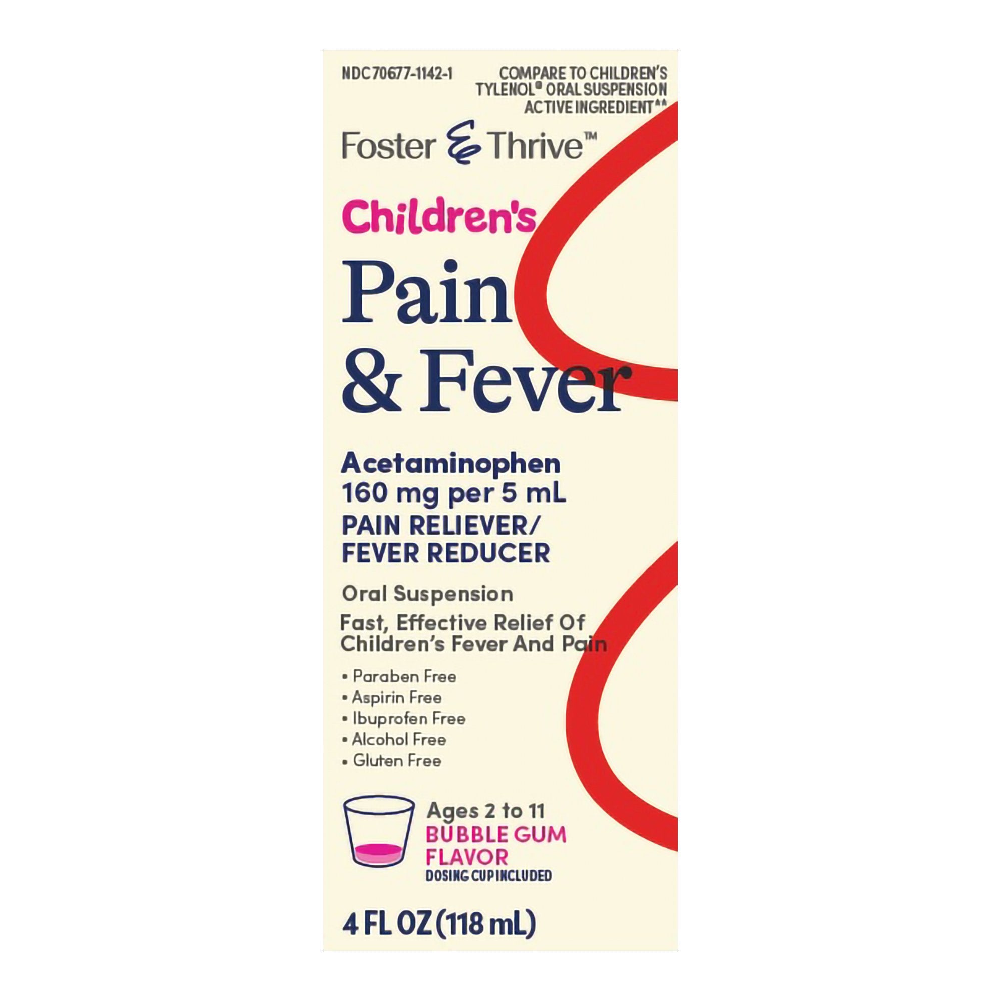 Foster & Thrive™ Children's Pain & Fever Acetaminophen Oral Suspension Bubblegum