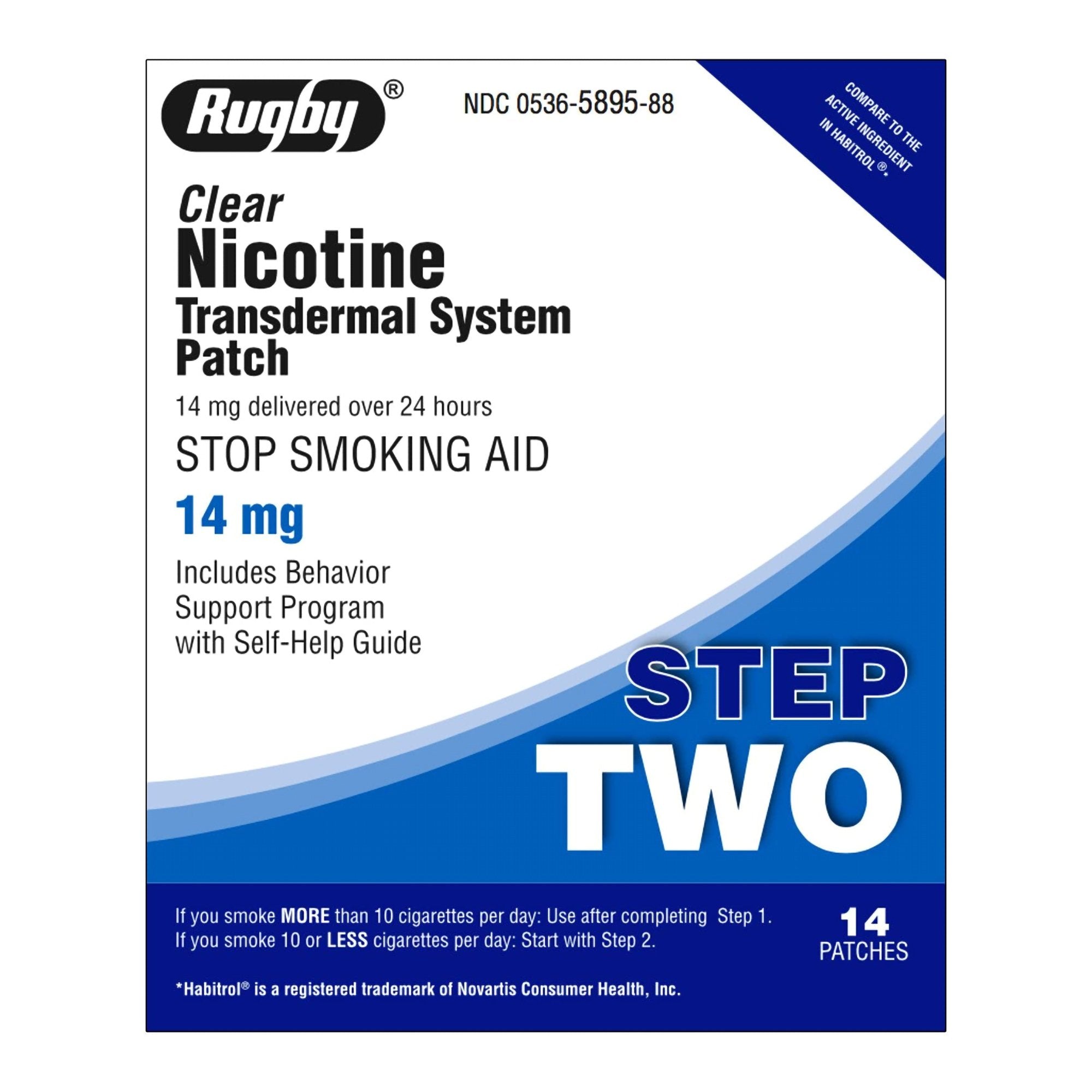 Rugby® Clear Nicotine Transdermal System Patch Stop Smoking Aid, 14 mg