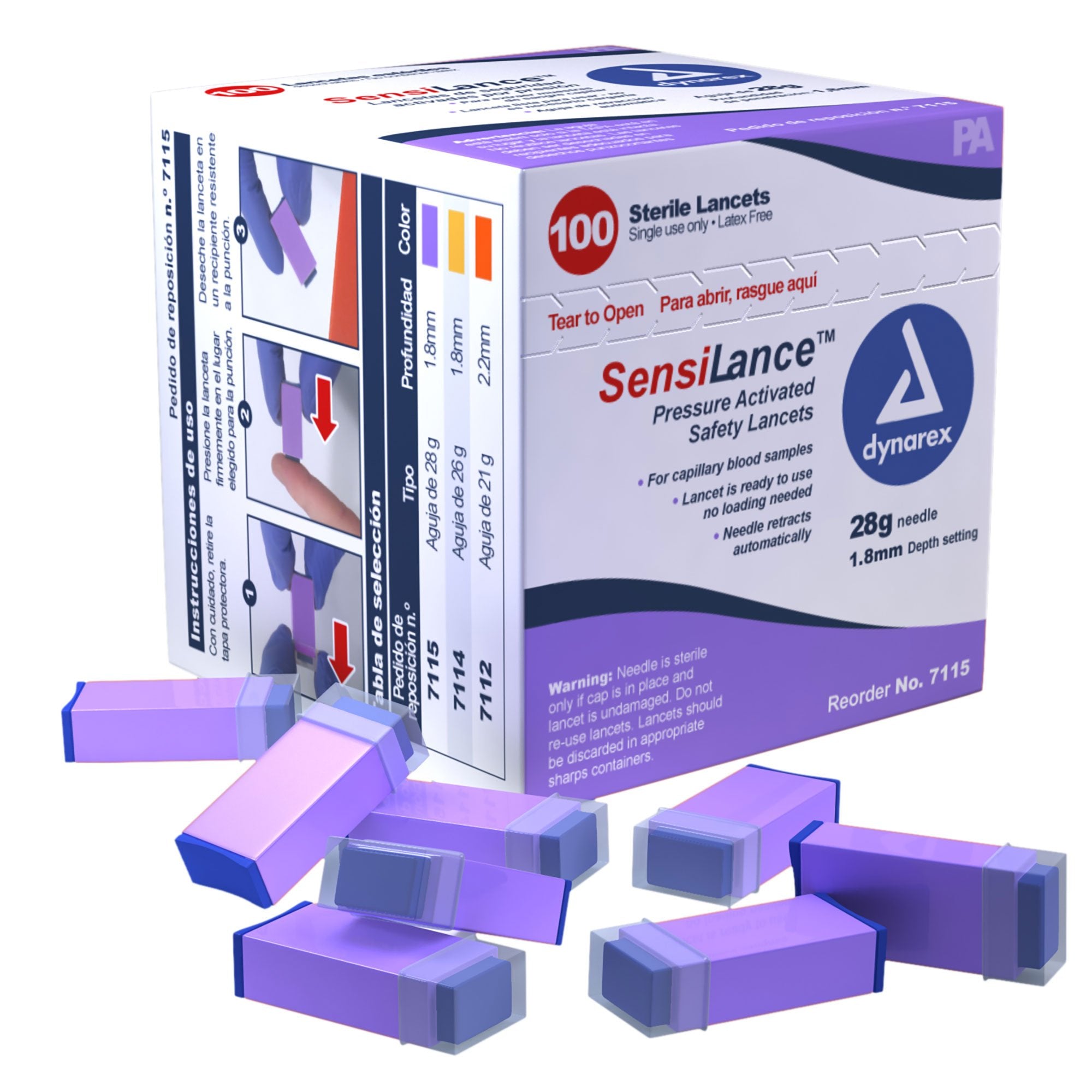 Safety Lancet SensiLance™ 28 Gauge Retractable Pressure Activated Finger