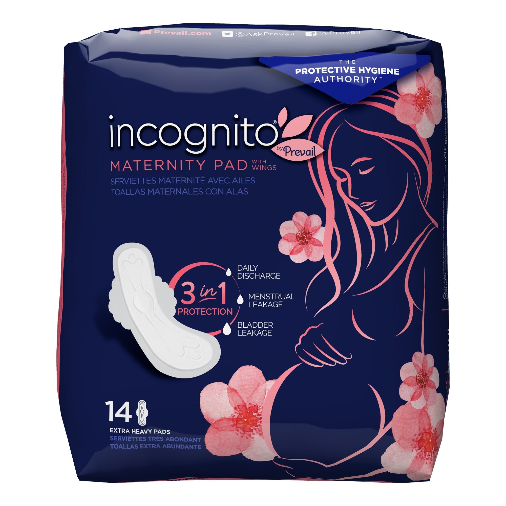 incognito® by Prevail Extra Heavy Maternity Pad, 13 Inch Length (14 Units)