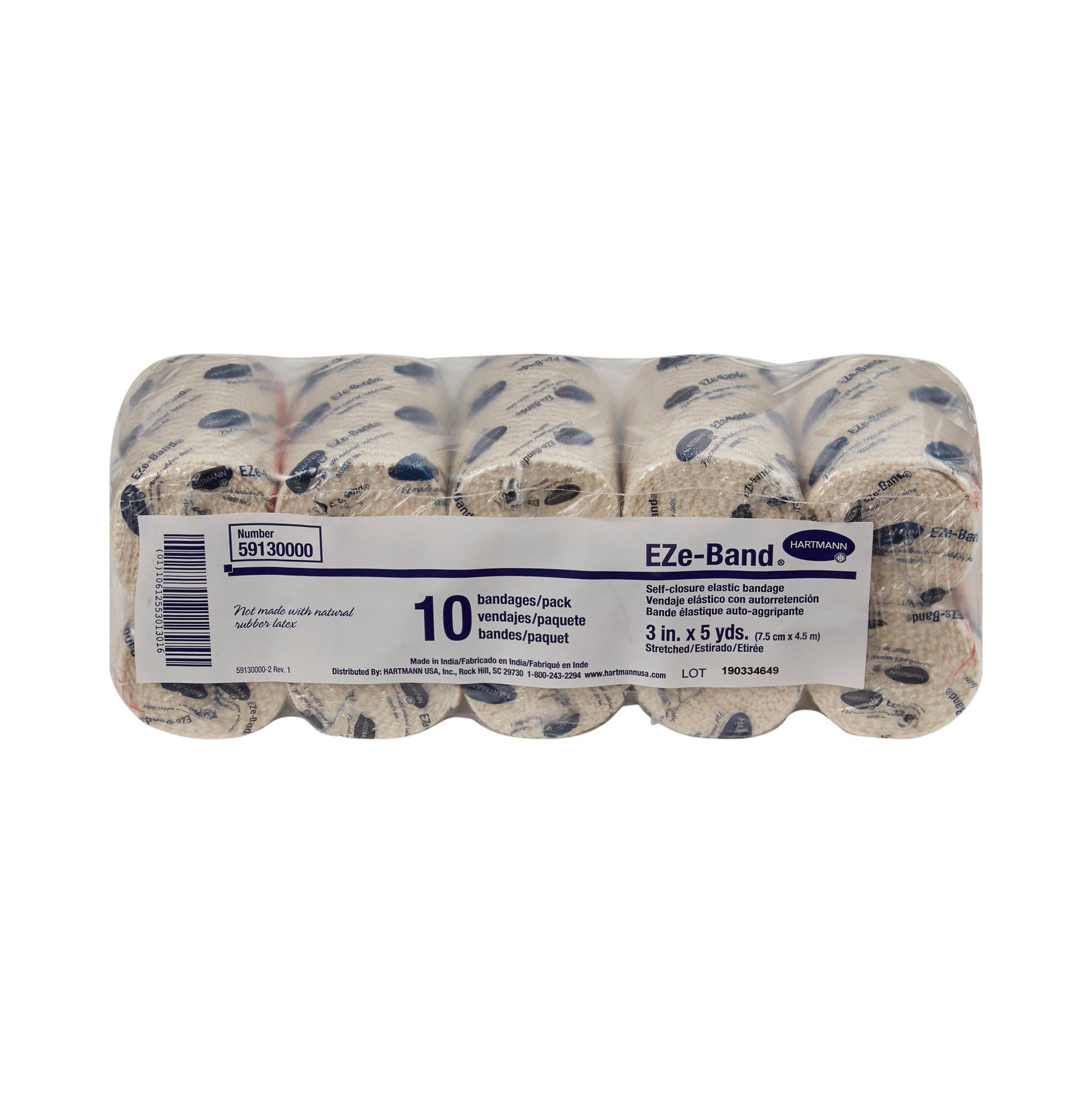 EZe-Band® LF Double Hook and Loop Closure Elastic Bandage, 3 Inch x 5 Yard (10 Units)