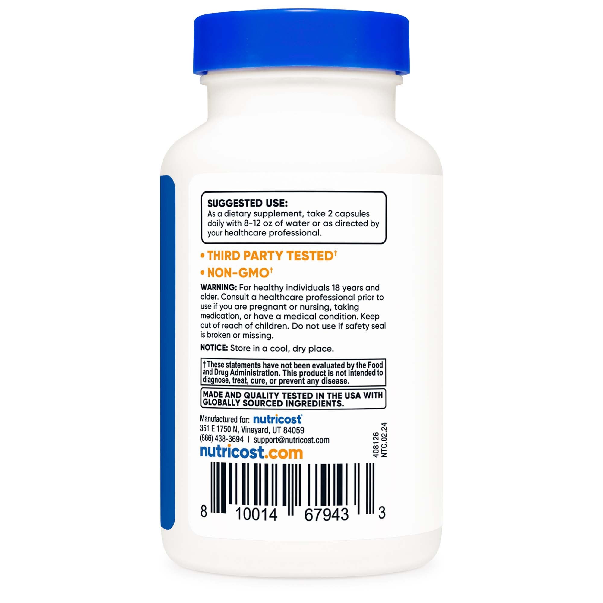 Dietary Supplement nutricost® Multivitamin For Men Vitamin A / C / D / E / K 1,800 mcg - 125 mg - 75 mcg - 20 mg - 80 mcg Strength Capsule 120 Per Bottle - image 2