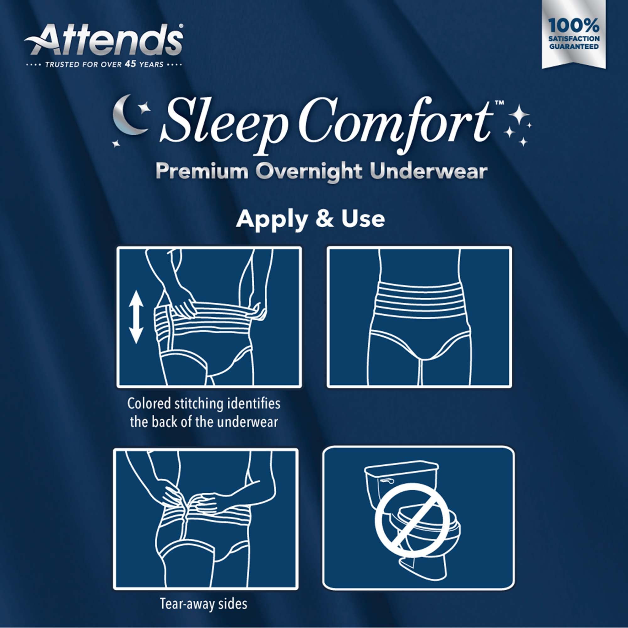 Absorbent Underwear Attends Sleep Comfort Premium Overnight Pull On with Tear Away Seams Adult 2X-Large Unisex Disposable Heavy Absorbency - image 6