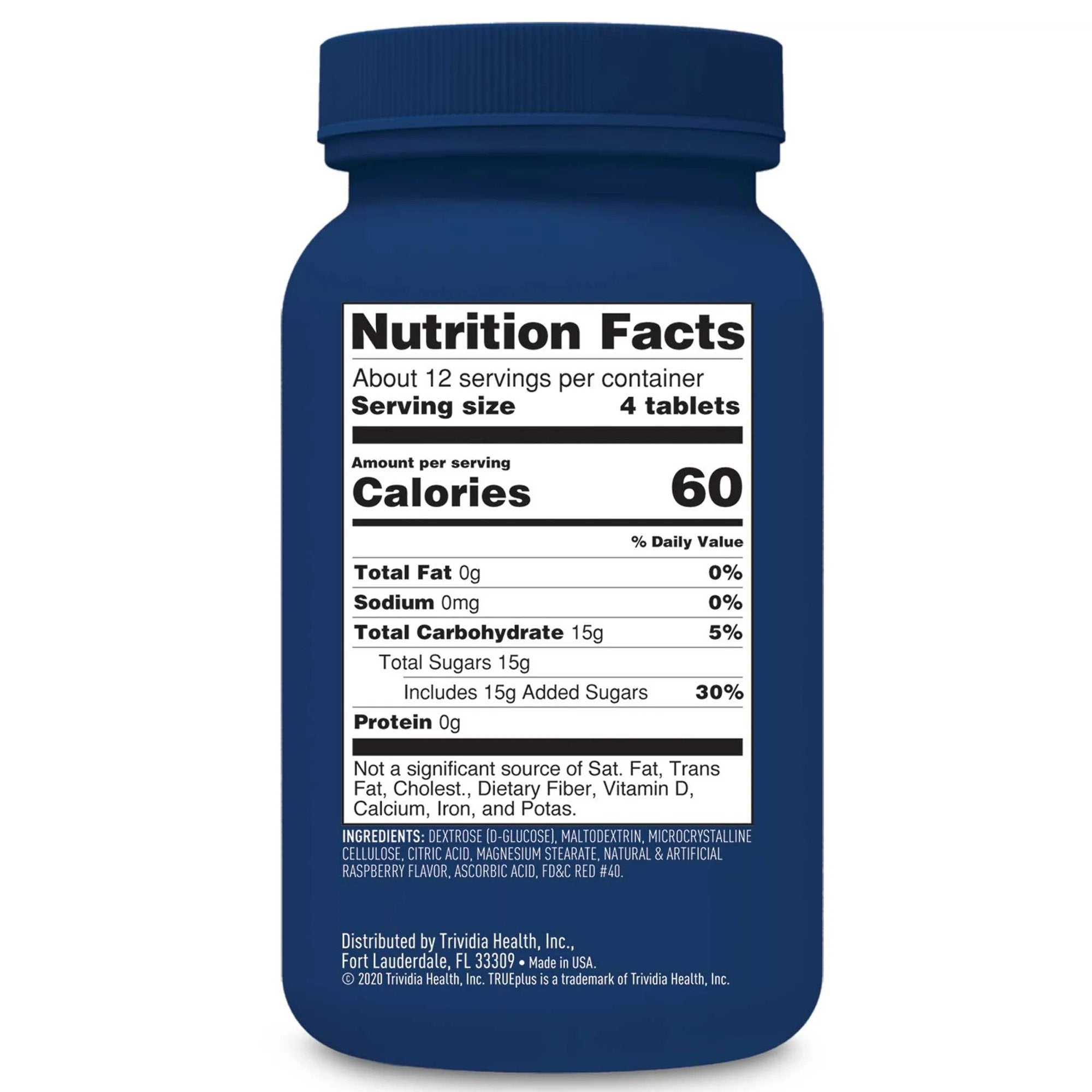 Glucose Supplement TRUEplus™ 50 per Bottle Chewable Tablet Raspberry Flavor - image 2