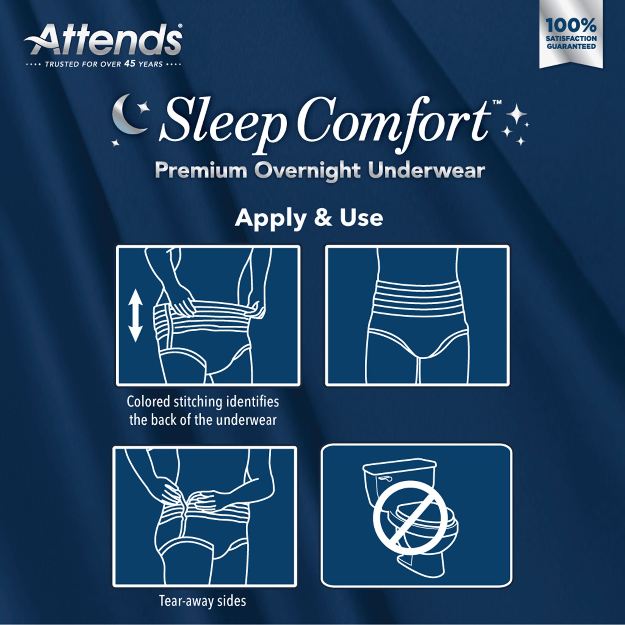 Absorbent Underwear Attends Sleep Comfort Premium Overnight Pull On with Tear Away Seams Adult Large Unisex Disposable Heavy Absorbency - image 6