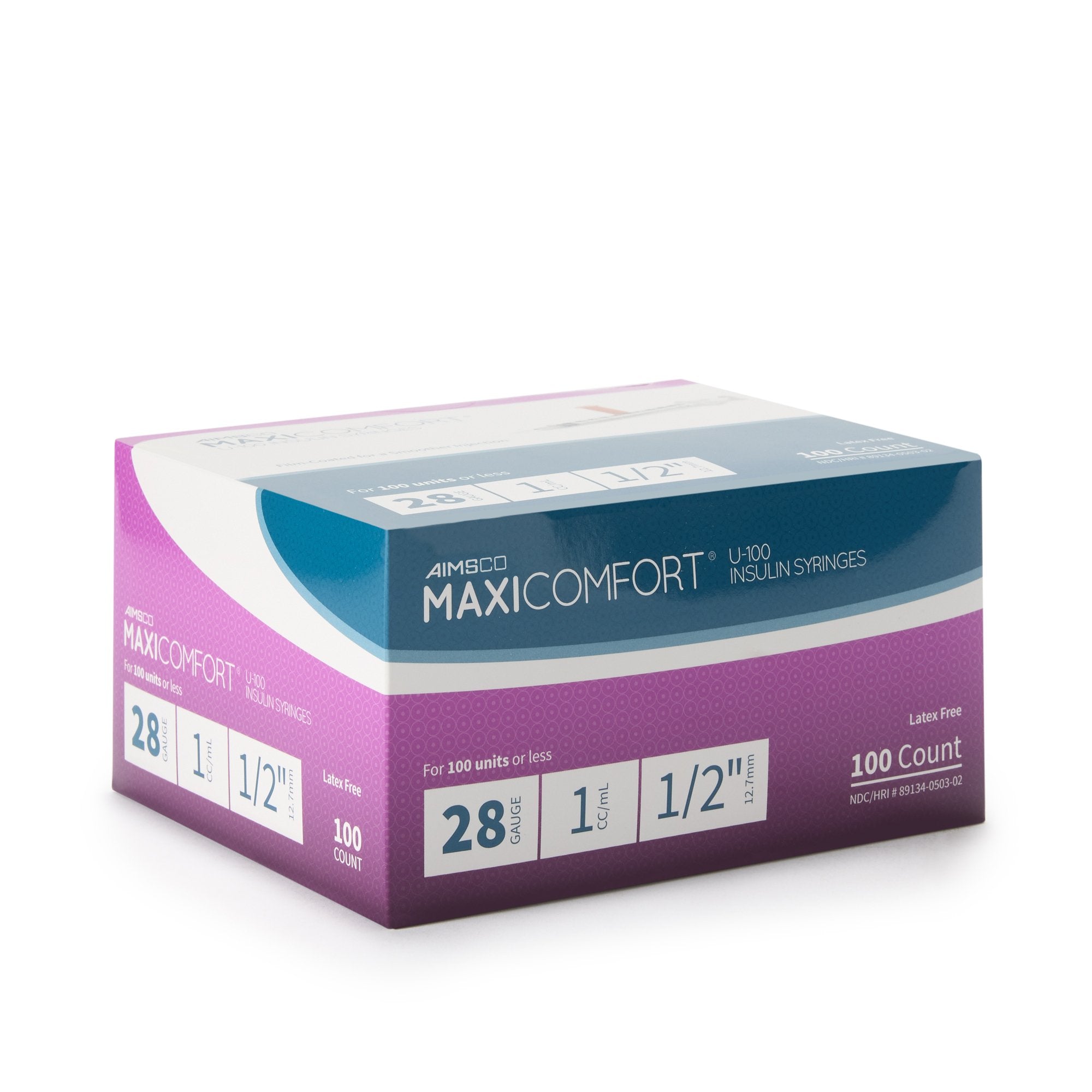 Standard Insulin Syringe with Needle AIMSCO® 1 mL 1/2 Inch 28 Gauge NonSafety Ultra Thin Wall - image 2