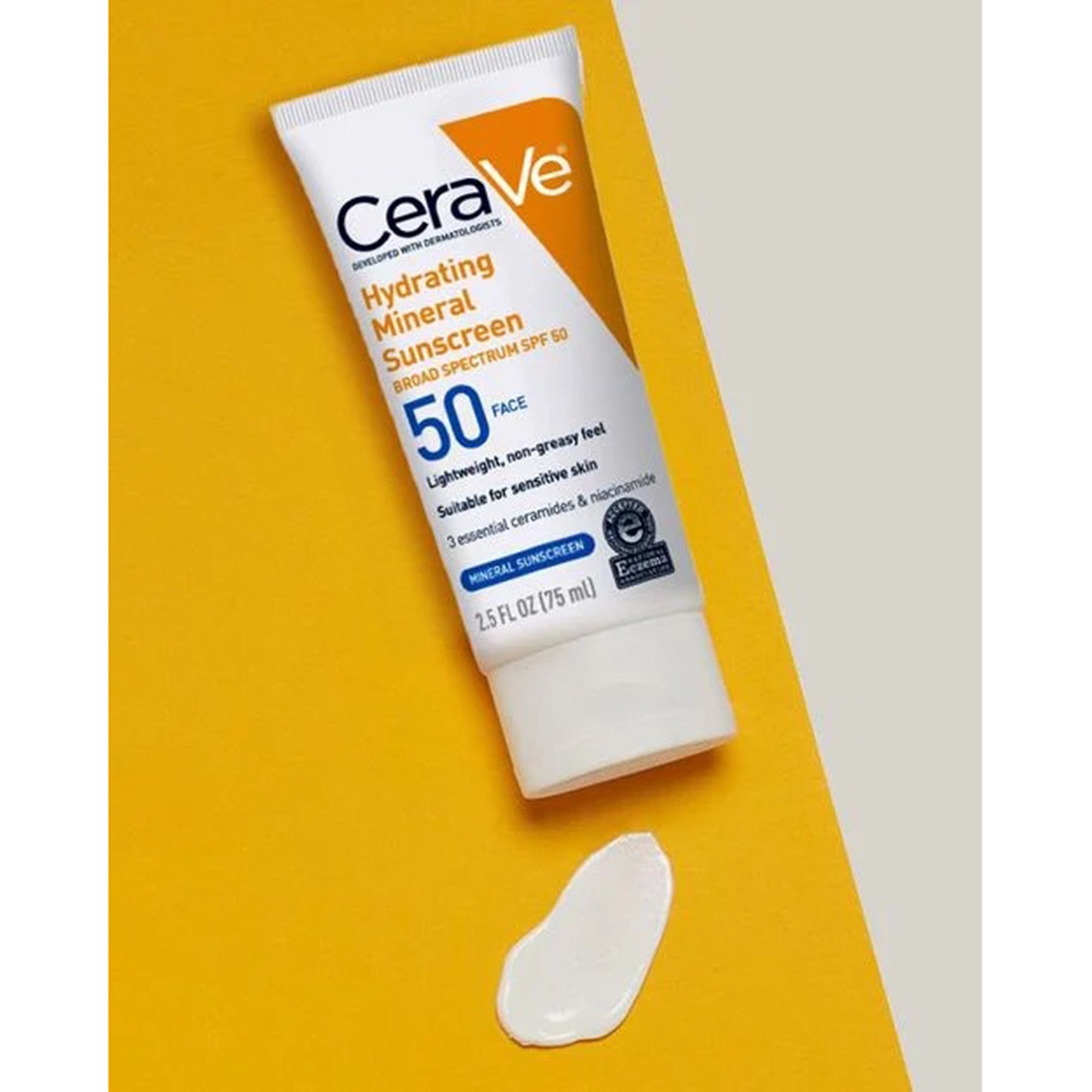 Sunscreen CeraVe® Hydrating Mineral Sunscreen Face SPF 50 Lotion 2.5 oz. Tube - image 8