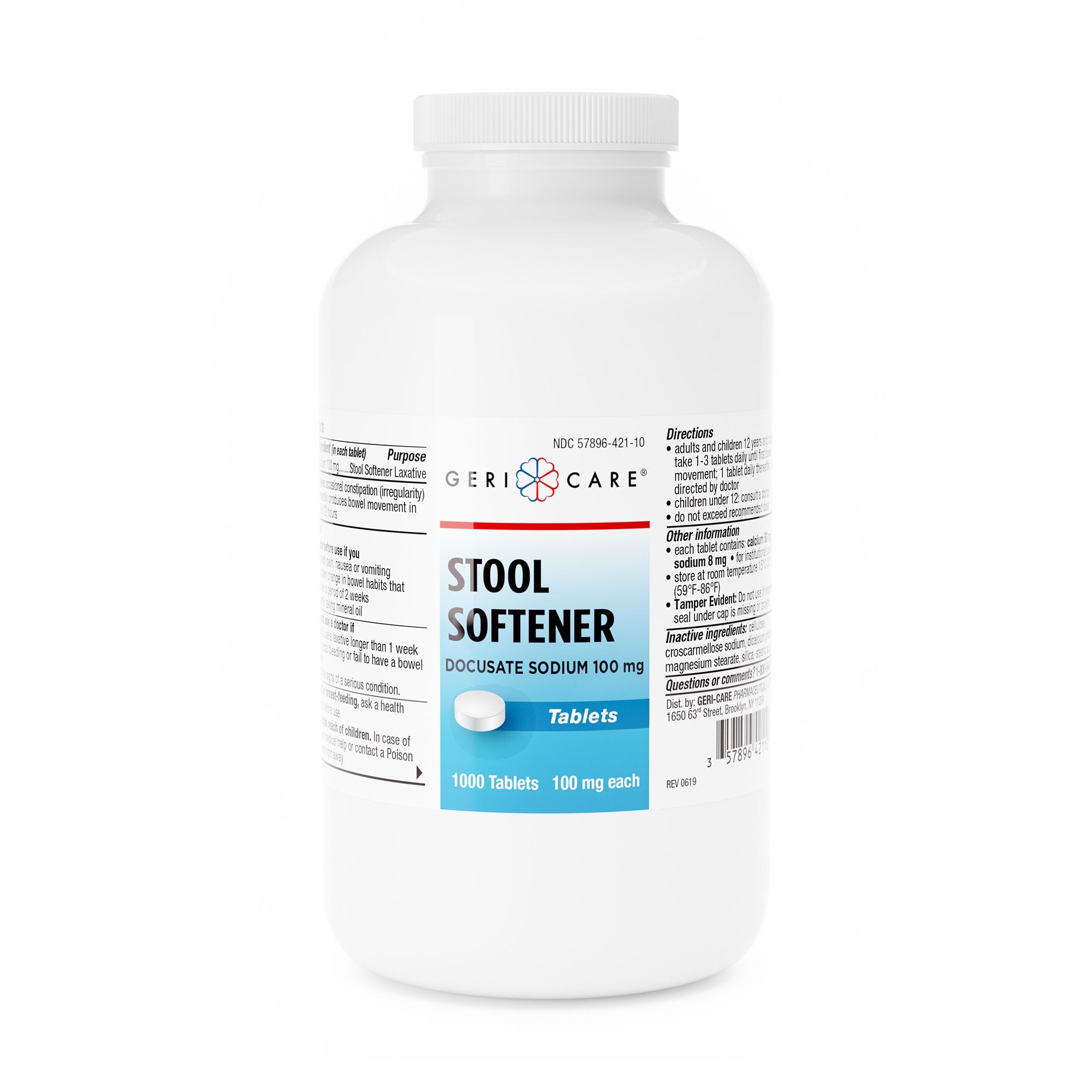 Stool Softener Geri-Care® Tablet 1,000 per Bottle 100 mg Strength Docusate Sodium