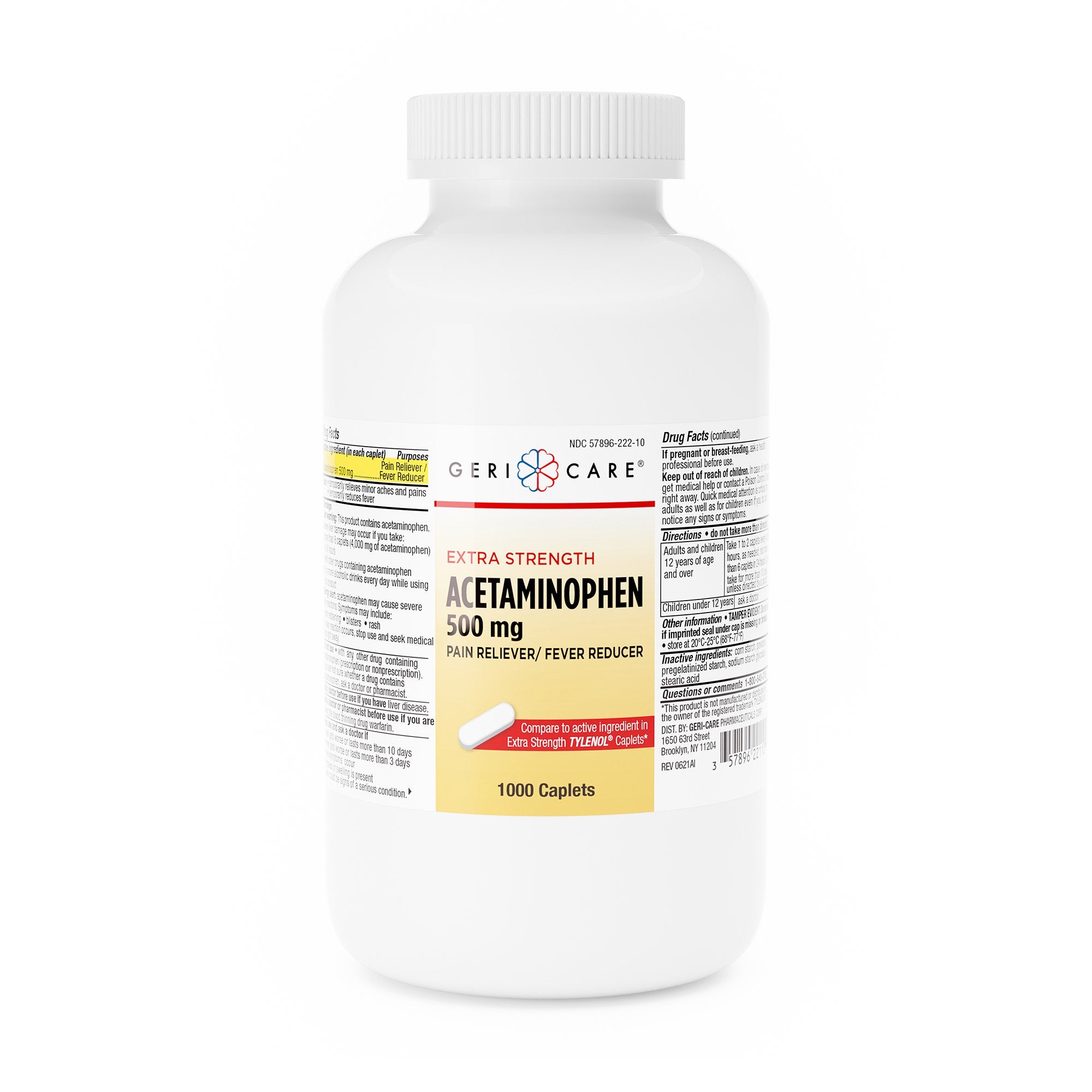 Pain Relief Geri-Care® 500 mg Strength Acetaminophen Caplet 1,000 per Bottle