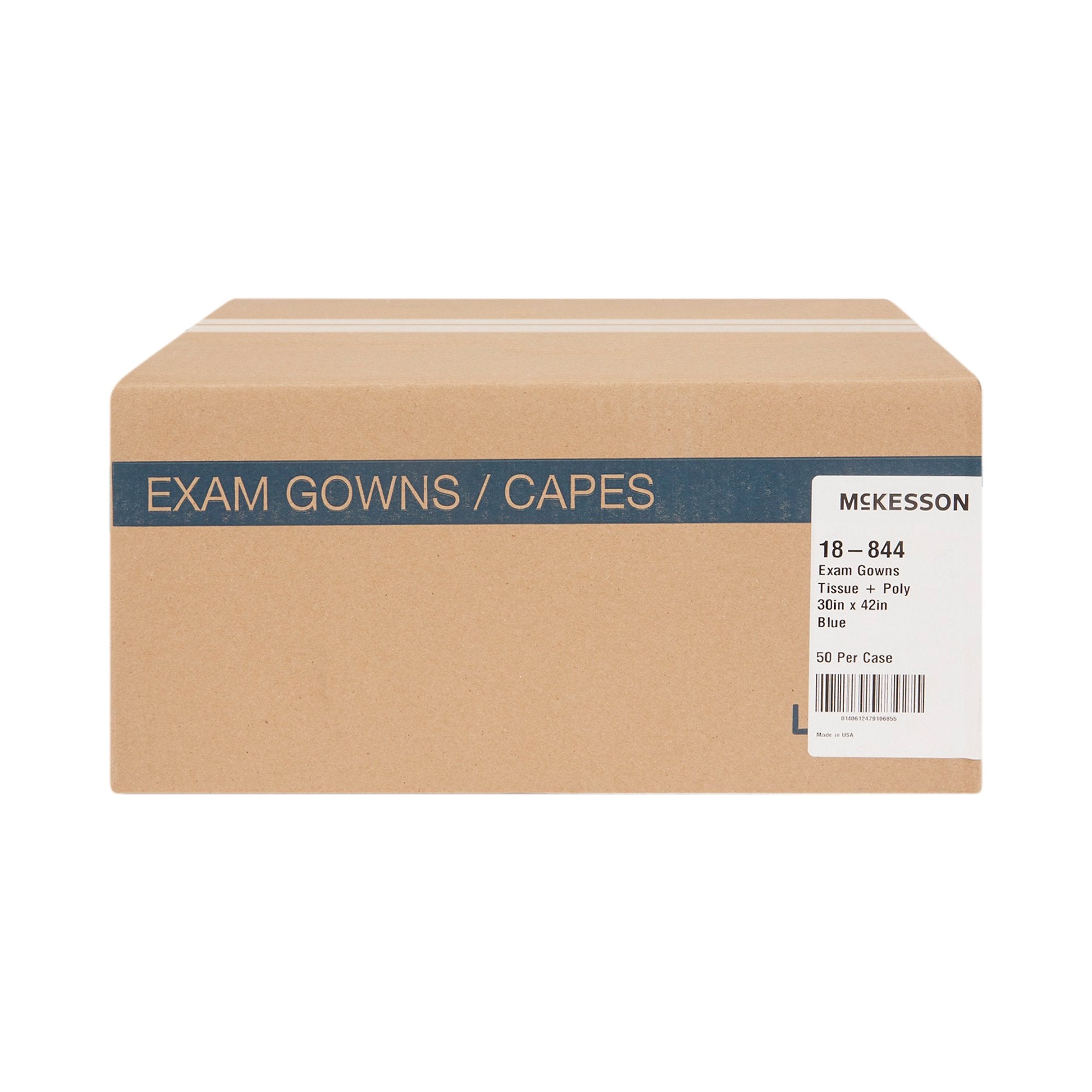 McKesson Patient Exam Gown, 30 x 42 in., Blue (50 Units)