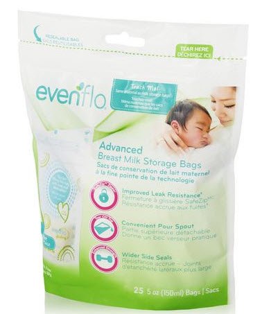 Breast Milk Storage Bag Evenflo 5 oz. Food Grade Material Clear