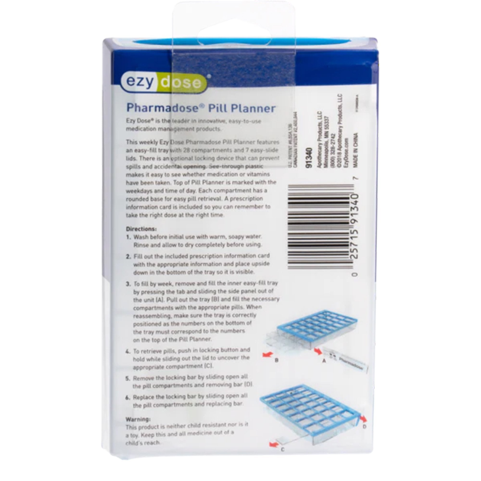 Pill Organizer Pharmadose® Locking Pill Planner Small 7 Day 4 Dose - image 2