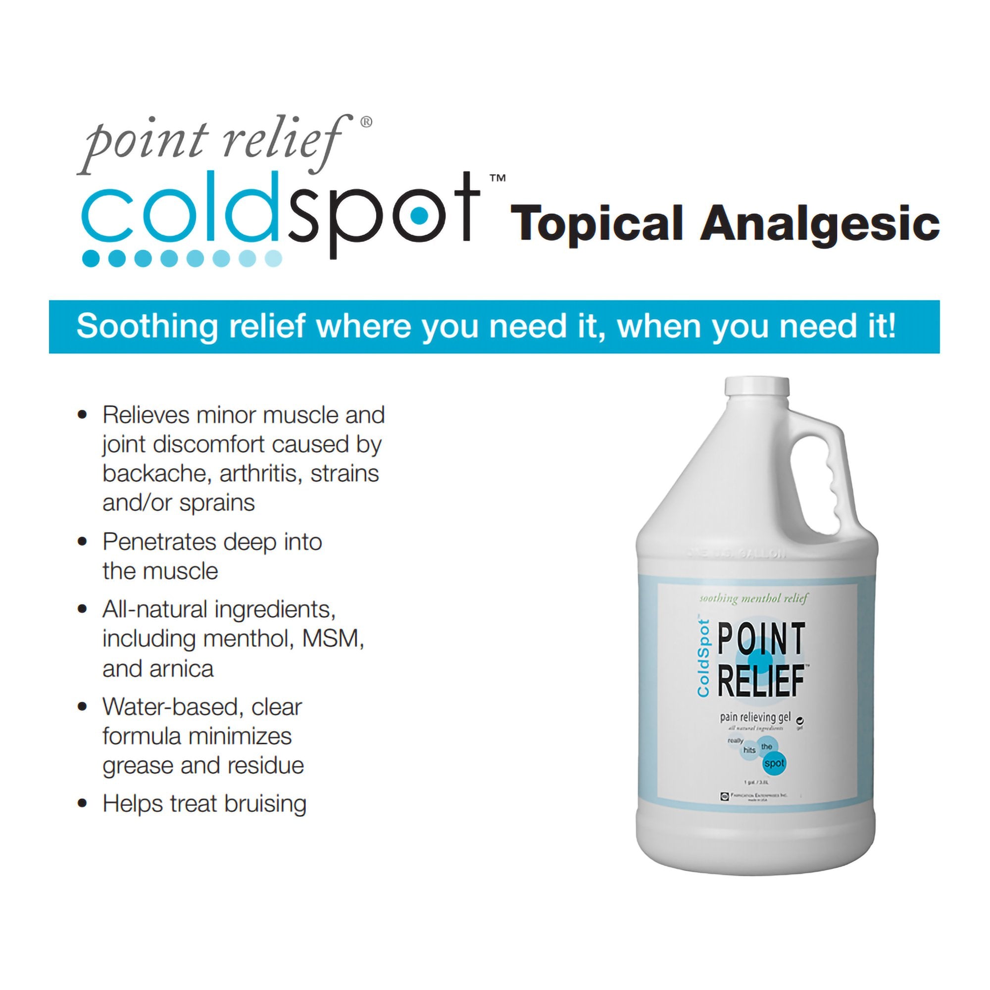 Topical Pain Relief Point Relief® ColdSpot™ 0.06% - 12% Strength Menthol / Methyl Salicylate Topical Gel 1 gal. - image 2