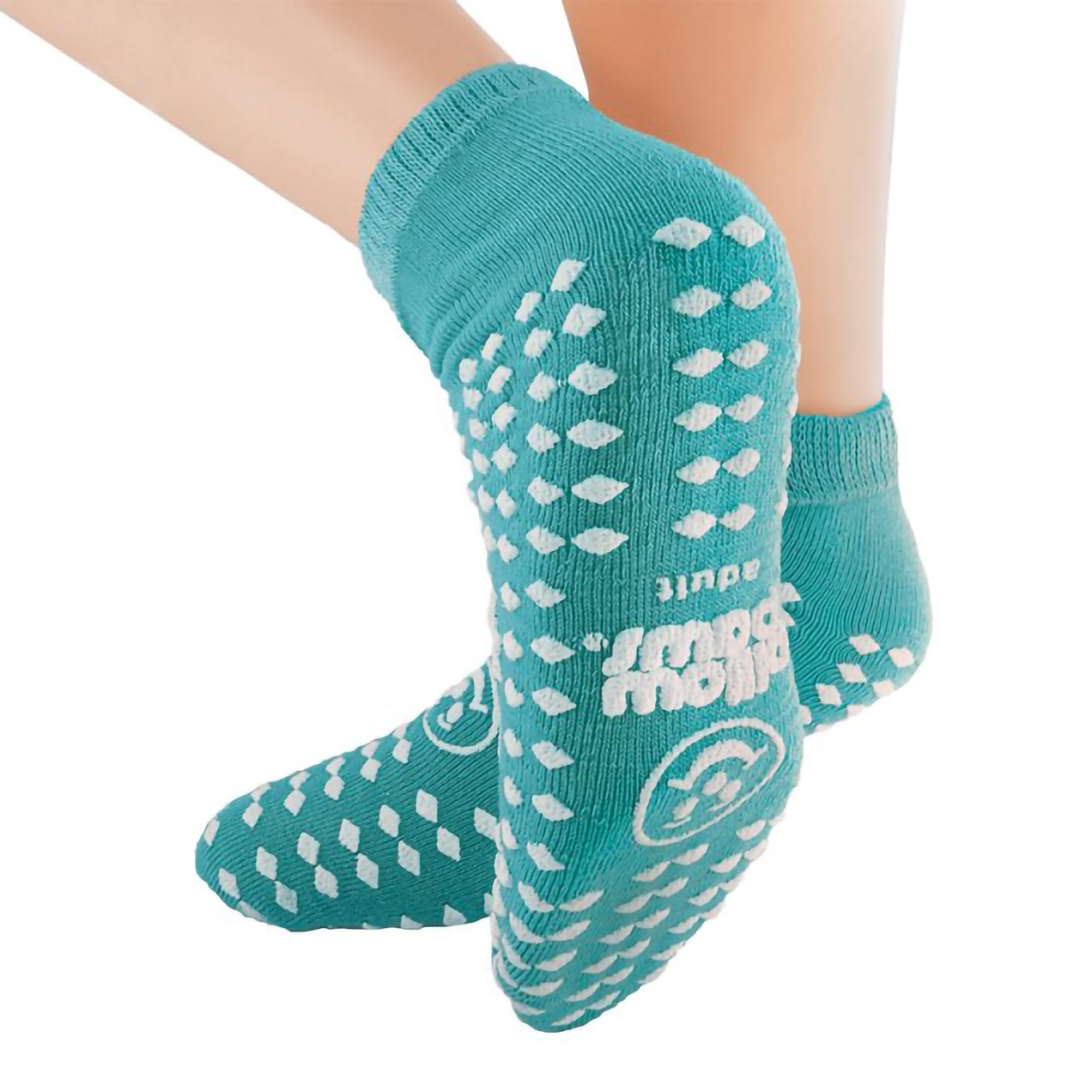 Slipper Socks Pillow Paws® 360° Imprint Unisex Adult One Size Fits Most All Around Tread Single Patient Use Teal
